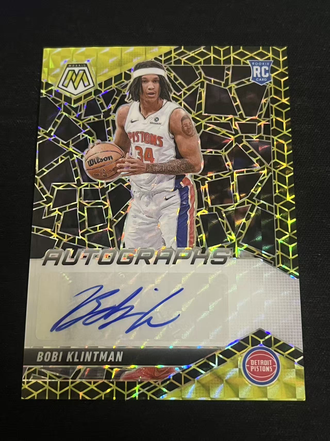 2024-25 Panini Mosaic Bobi Klintman RC 活塞 博比-克林特曼 新秀 金暴裂纹 签字 10/10编