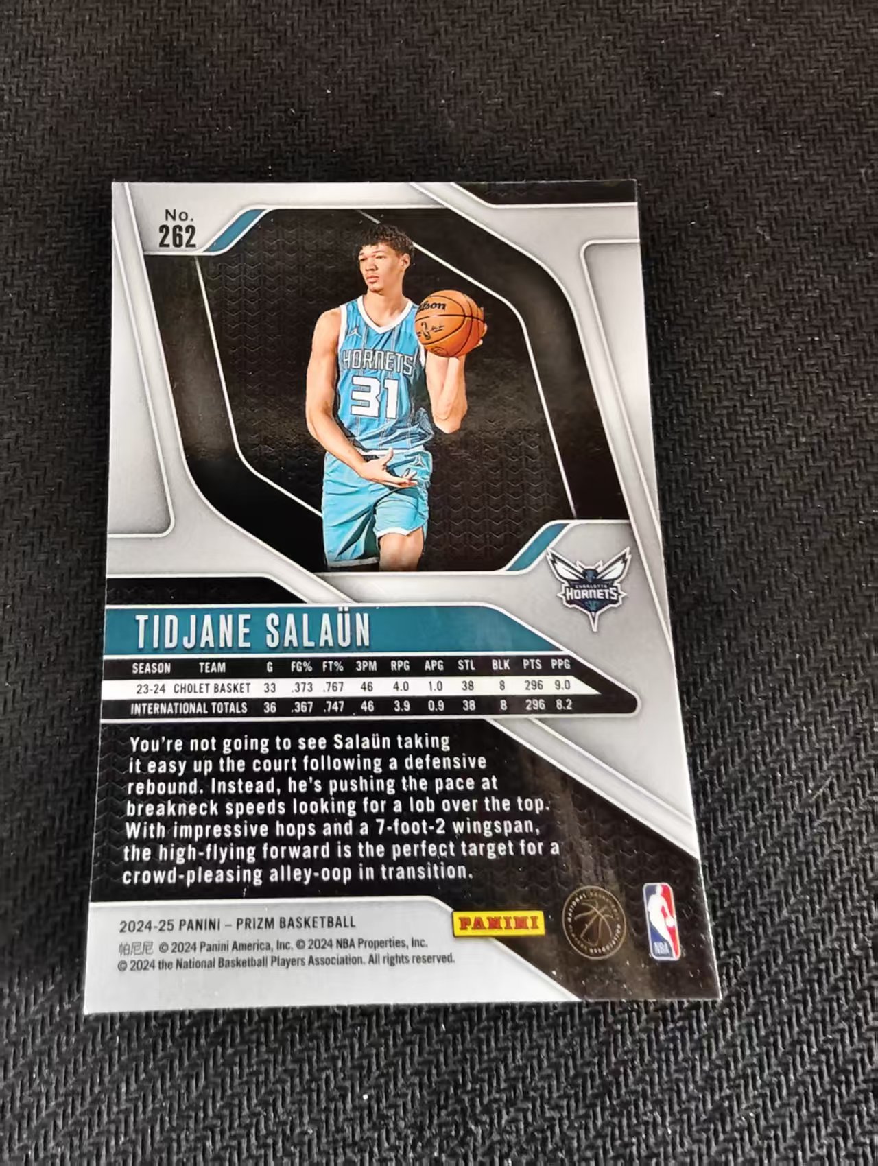 【可合并,不累计】 2024-25 Panini Prizm Tidjane Salaun RC 提贾尼 萨隆 黄蜂 新秀 PZ 不保卡品 介意勿拍 #262