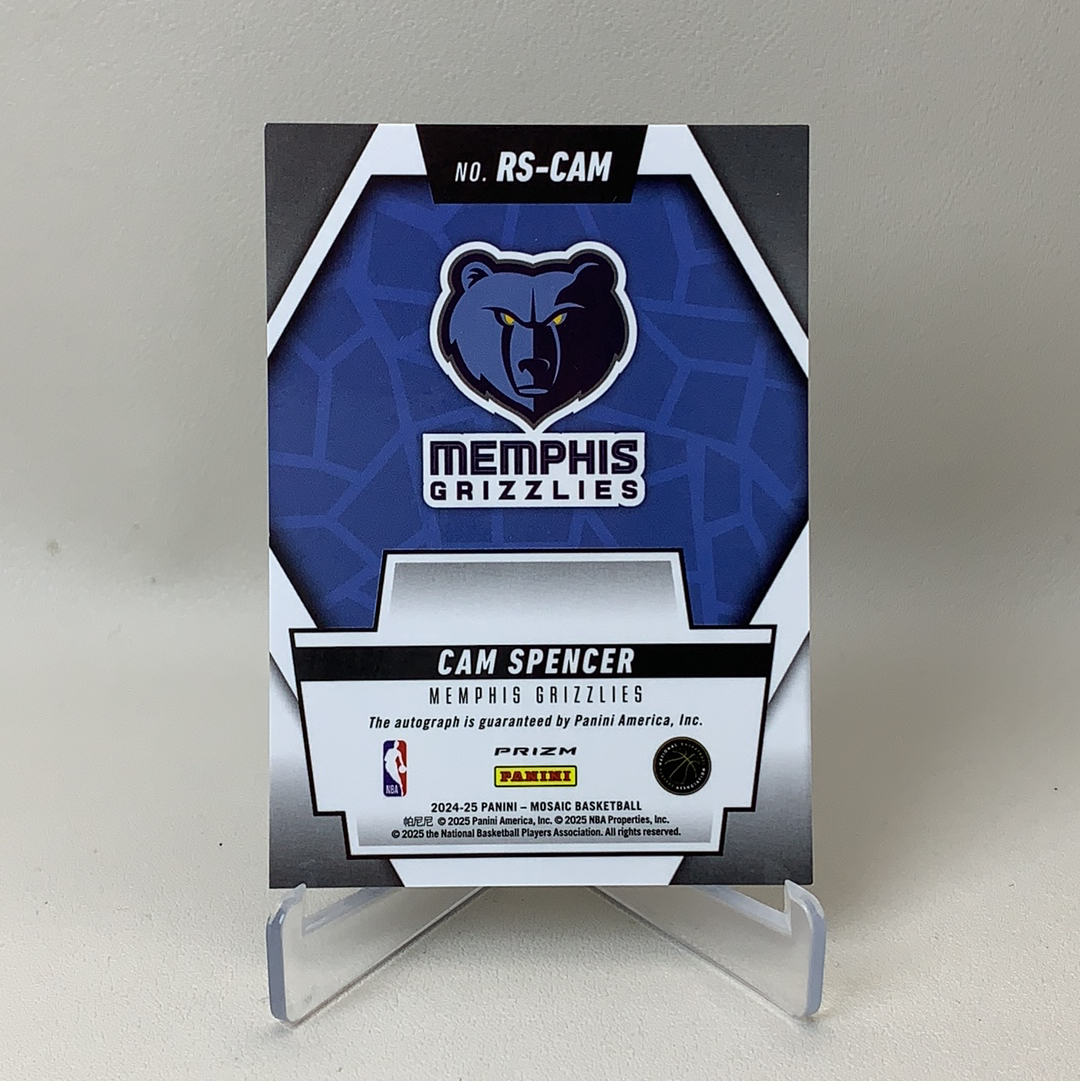 【弈卡代拍】2024-25 Panini 帕尼尼 Mosaic系列 RC新秀 Cam Spencer 蓝马赛克 折射 签名 蓝字贴签 卡姆·斯潘塞 得分后卫 灰熊 品相如图 凑套必备 老总