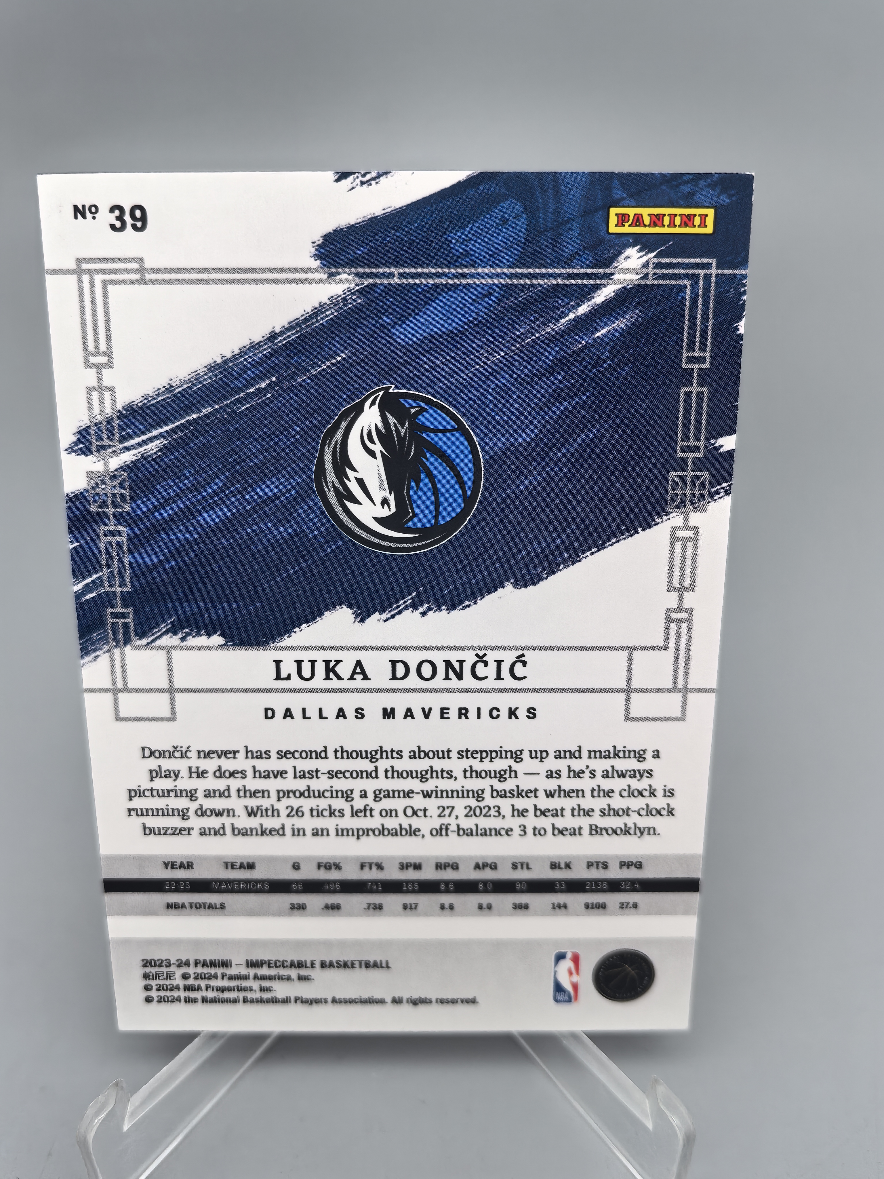 【坚果卡牌代拍】2023-24 Panini Impeccable Luka Doncic 小真金白银 独行侠 卢卡东契奇 限量25编 银字平行 银折 低编箱货配置 ssp 大比例 df1022