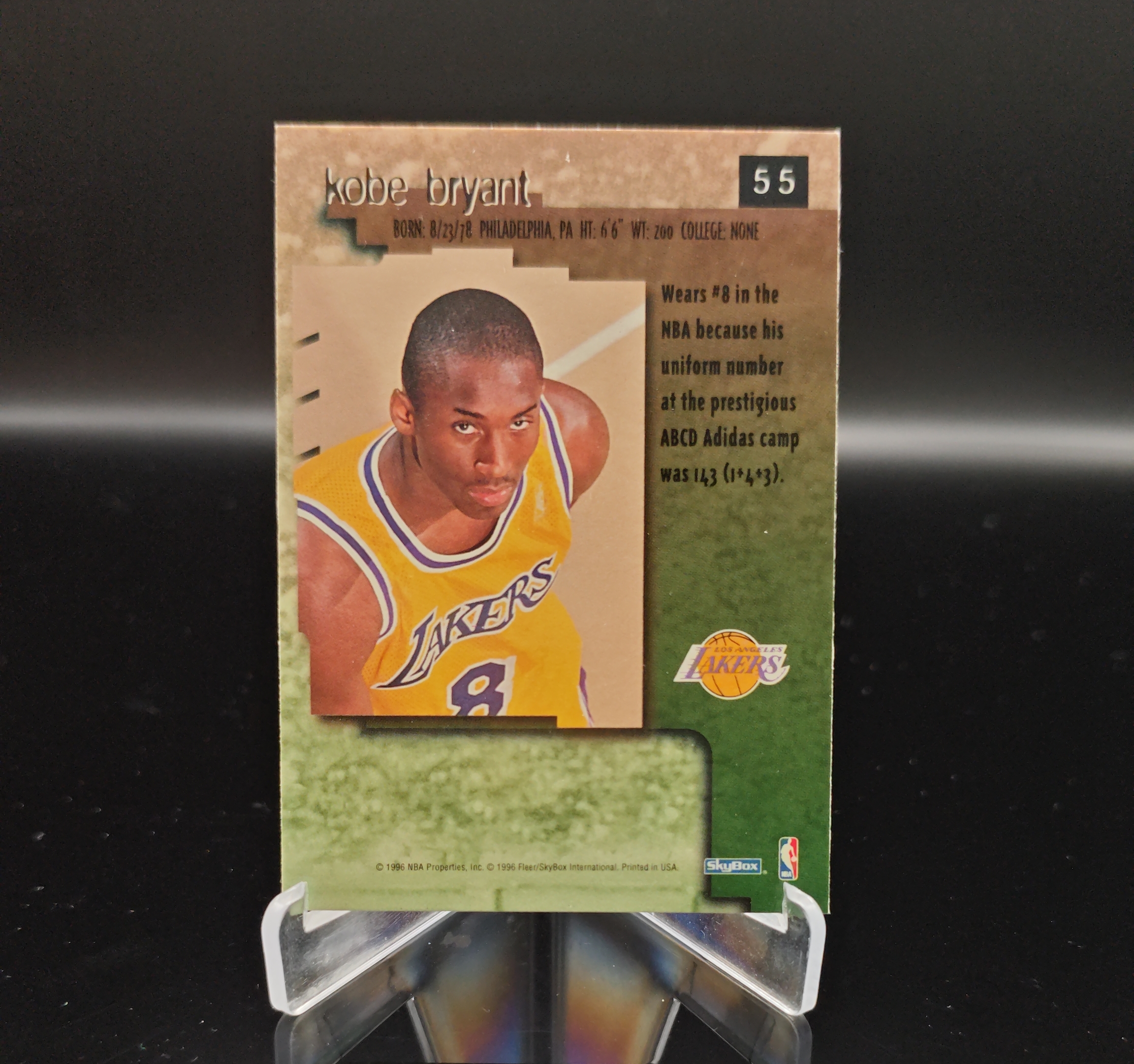 1996 SkyBox Premium Kobe Bryant RC #55 科比 布莱恩特 小飞侠 曼巴 黑曼巴 mamba 洛杉矶湖人 新秀 rc 卡品如图