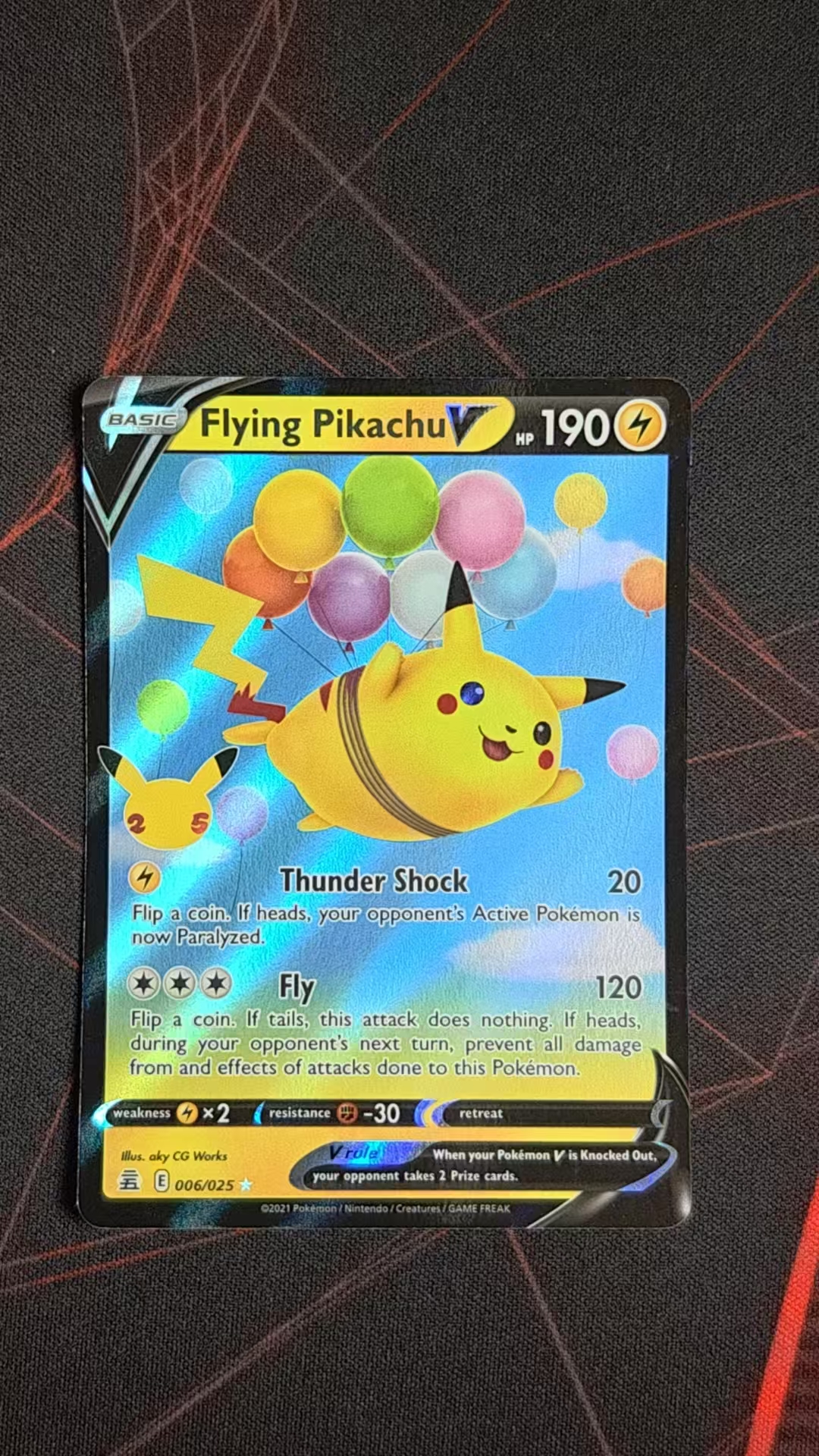 2021 Pokemon TCG 庆典 飞翔皮卡丘V en 【卡少爷卡社】PTCG 宝可梦 美版 飞翔皮卡丘V CEL-006Holo 卡品如图 (孤傲)