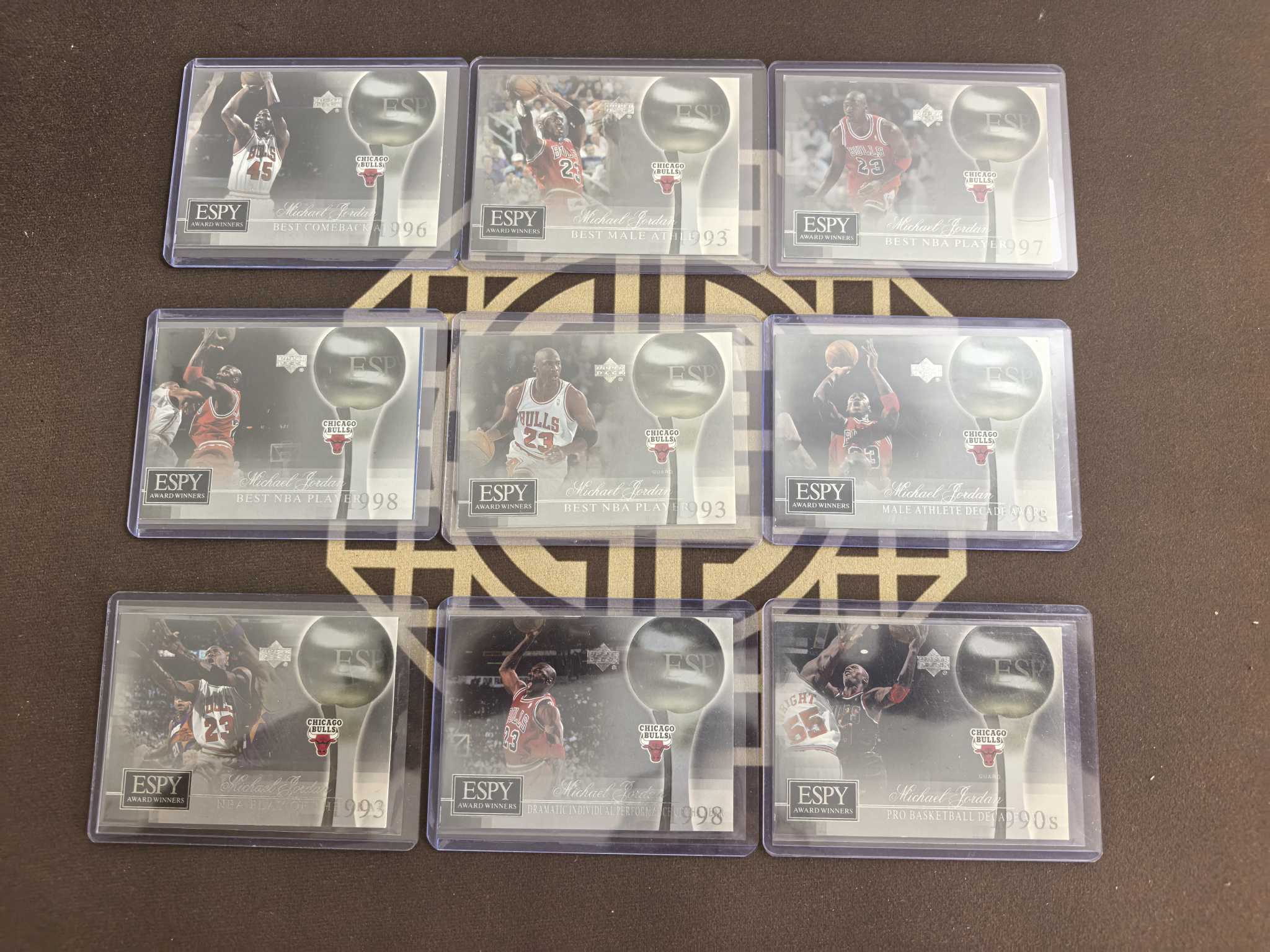 【套卡王】2005 upper deck 公牛队 篮球之神 迈克尔-乔丹 Espy award winners特卡 残套9张 差5号齐 选图经典 大比例 很少见 不保每张金标 介意勿拍(不累计)