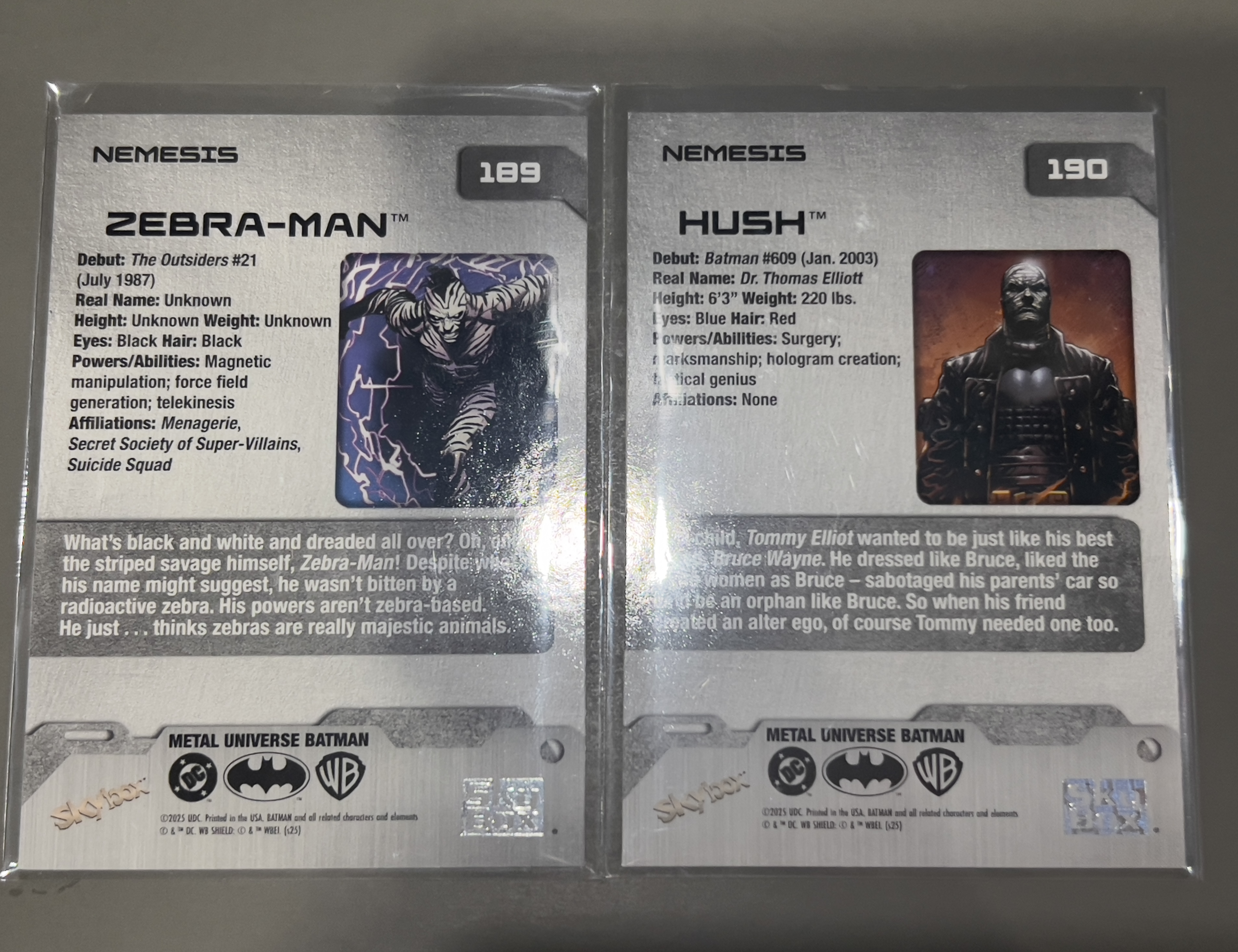 2025 Skybox Metal Universe Batman DC 蝙蝠侠 金属宇宙 银折特卡 波纹折 Nemesis 斑马人(Zebra-man))缄默(Hush)