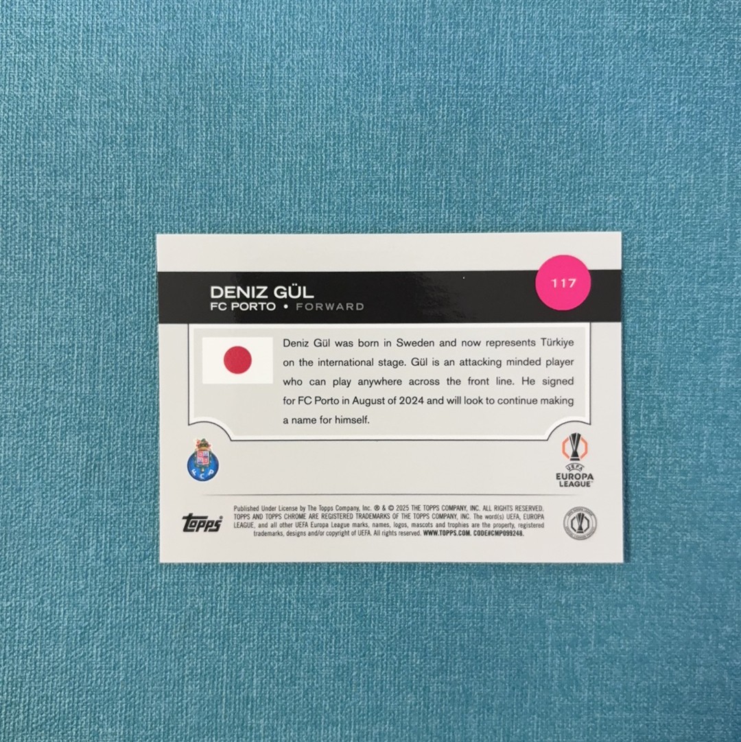 2024-25 Topps Chrome 欧战 日版 Deniz Gul 德尼兹 居尔 16/25编 低编 橙mojo折 波尔图 卡品如图 433HP