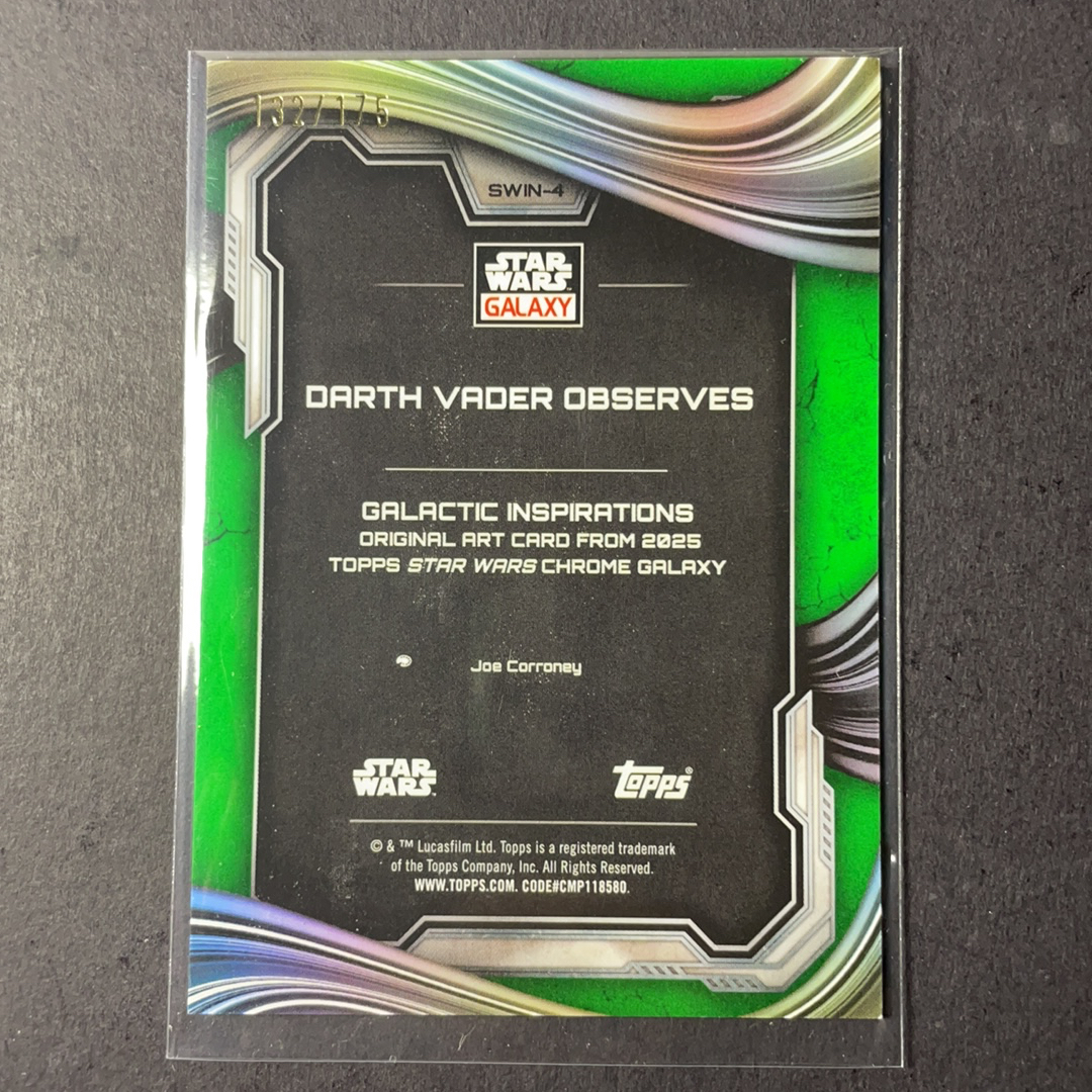 2025 Topps Star Wars 星球大战 达斯维达和AT-AT机器人 星际启迪艺术特卡绿熔岩折射175编 序号SWIN-4 2025 Topps Chrome星战银河Galaxy系列