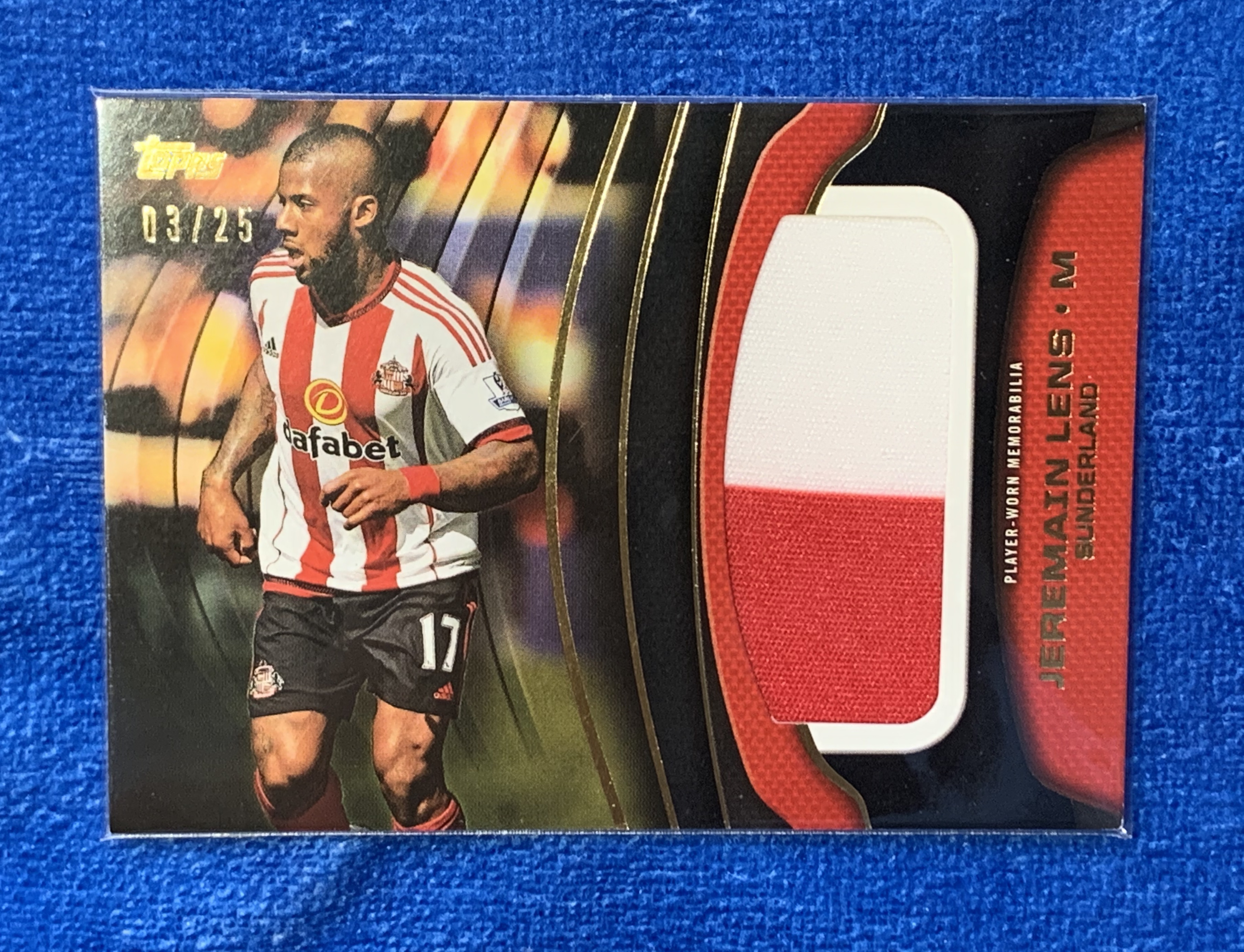 2015 Topps Premier Jeremain Lens 英超25编Patch球衣 桑德兰Sunderland 荷兰国脚Holland 伦斯 PSV埃因霍温 阿尔克马尔Alkmaar不保卡品
