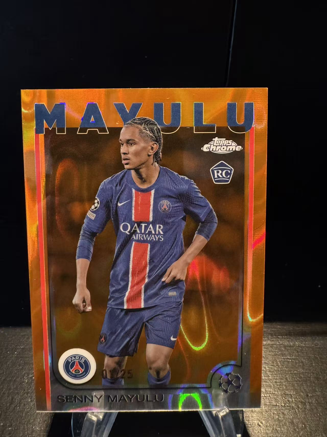 龖2024-25 Topps Chrome Senny Mayulu RC 塞尼 马尤鲁 01/25编 首编 橙熔岩折 折射 新秀 法国 巴黎圣日耳曼 大巴黎 TC 欧战 卡品如图 MJ002D