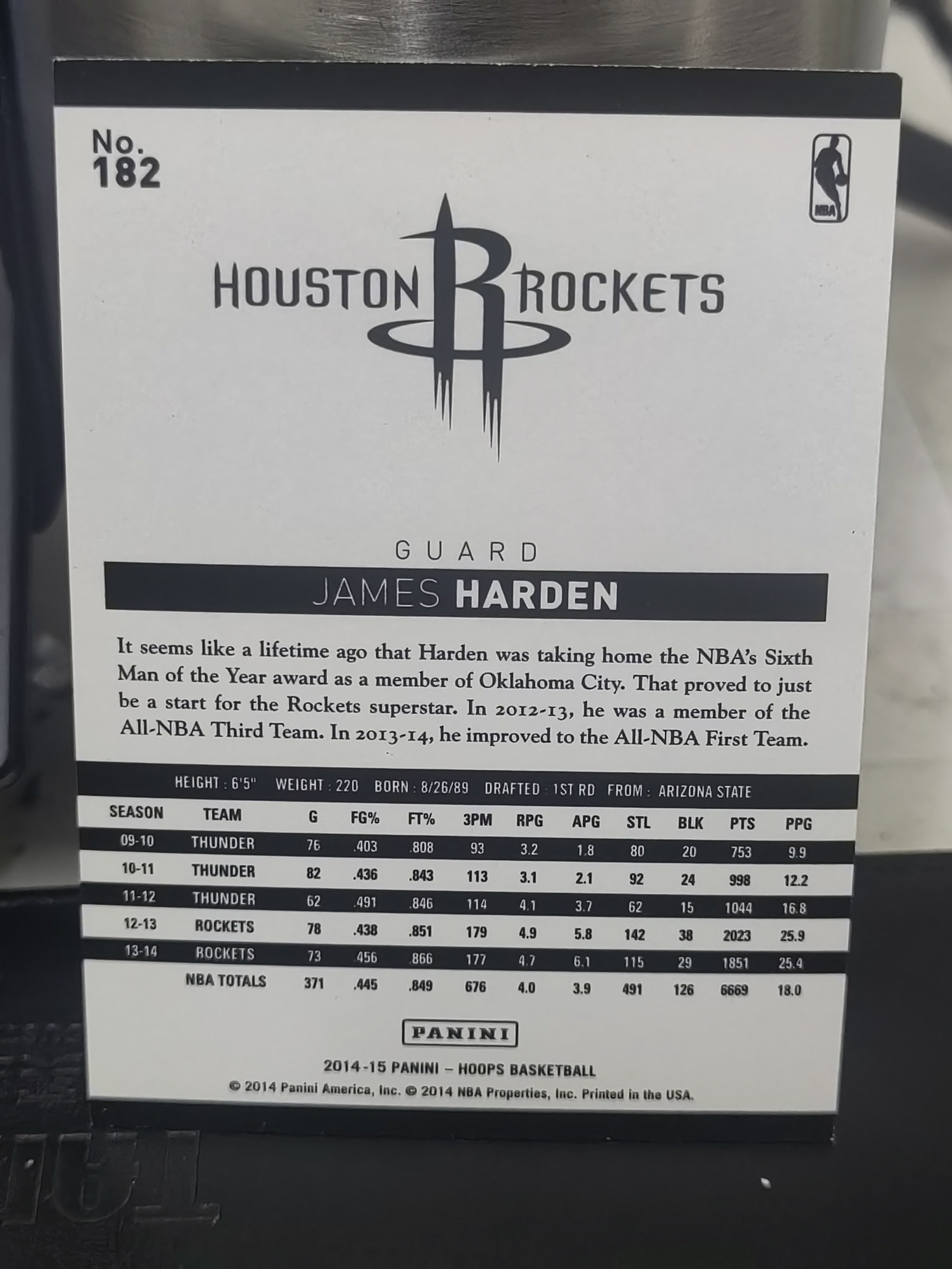 2014-15 Panini Hoops James Harden Hoops 詹姆斯 哈登 火箭 篮 白边白角 不保卡品 卡品如图