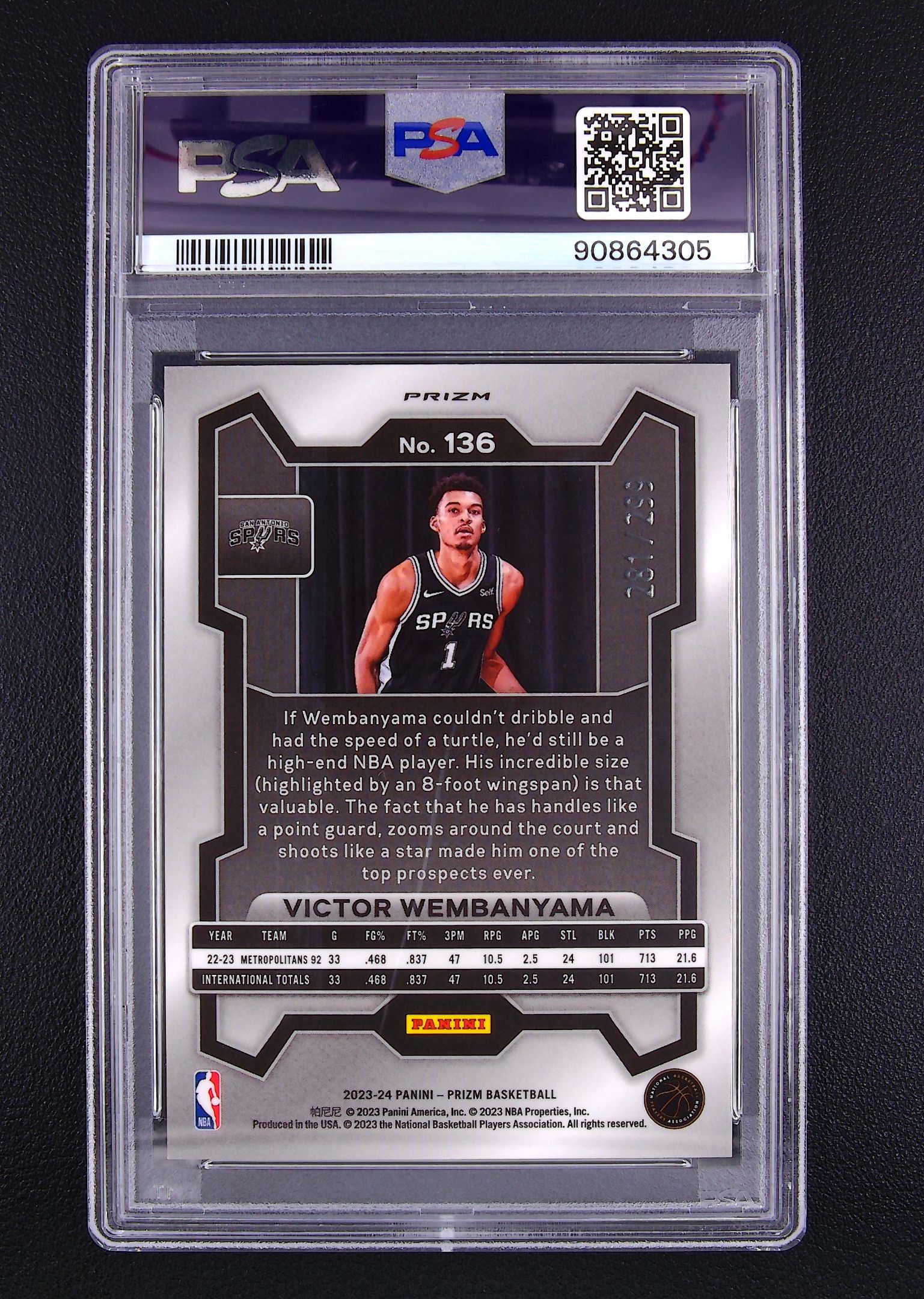 2023 Panini Prizm Victor Wembanyama RC 【拆吧代拍】 维克托 文班亚马 马刺 新秀 299编 红脉冲折 评级PSA10 圣安东尼奥马刺 梭哈0601