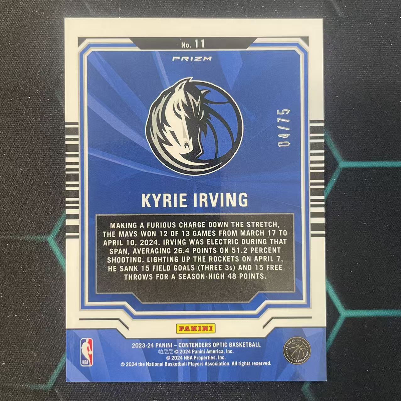 2023-24 Panini Contenders Optic Kyrie Irving 【阿福代卖】凯里 欧文 独行侠 球票op 蓝碎冰折 75编 收藏必备 (biu)