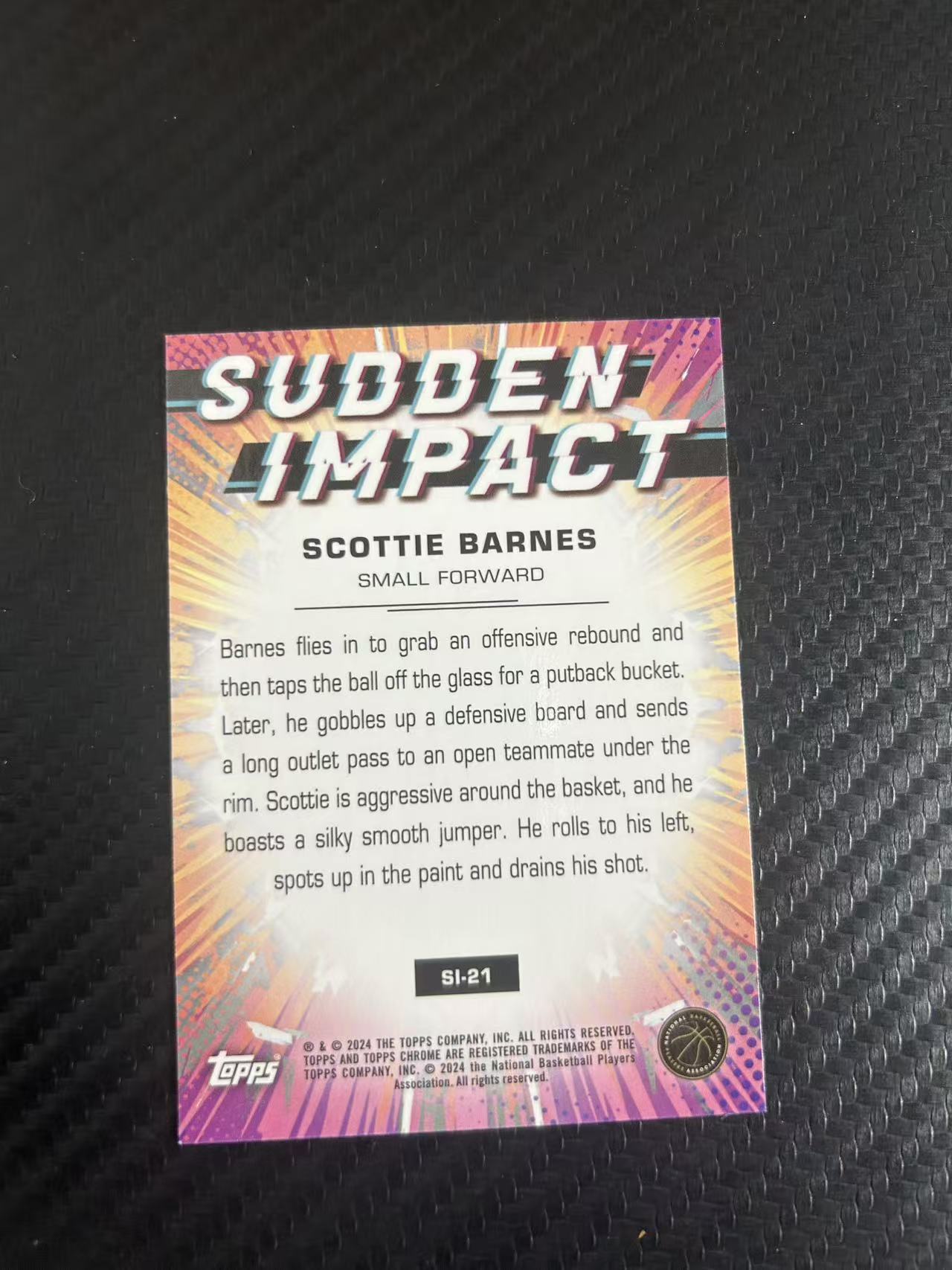 2024 Topps Chrome Scottie Barnes #SI-21【灯灯拍卡】TC 猛龙 斯科蒂 巴恩斯 特卡 收藏必备【雪茄】