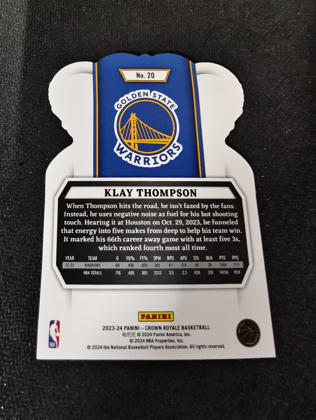 2023-24 panini Crown Royale klay thompson 皇冠 勇士 克莱 汤普森 皇冠 异形 划痕 边角瑕疵 #20