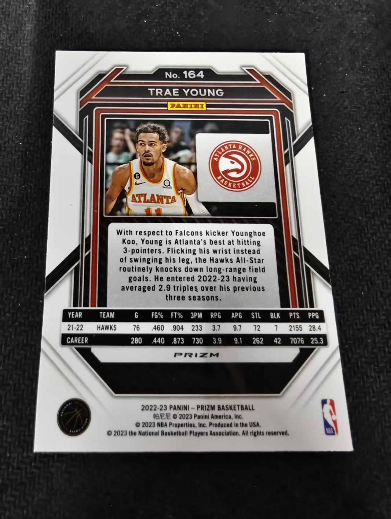 2022-23 Panini Prizm Trae Young 特雷杨 纽约市长 老鹰 银折 PZ 划痕 边角瑕疵 #164