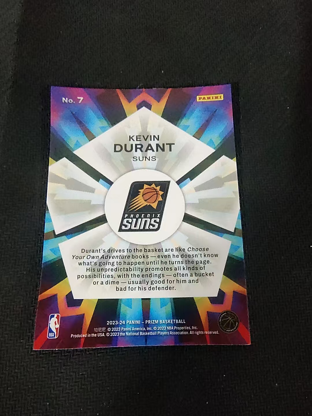 【可合并,不累计】2023-24 Panini Prizm Kevin Durant 太阳 死神 杜兰特 PZ 万花筒特卡 划痕 边角微瑕 介意勿拍 #7