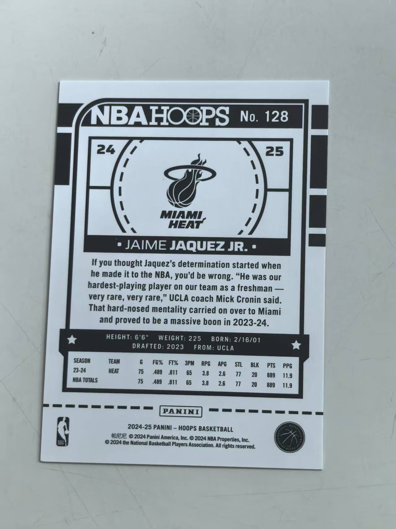 2024-25 Panini Hoops Jaime Jaquez Jr. #128 热火 149编 折射 【黑魔苏】