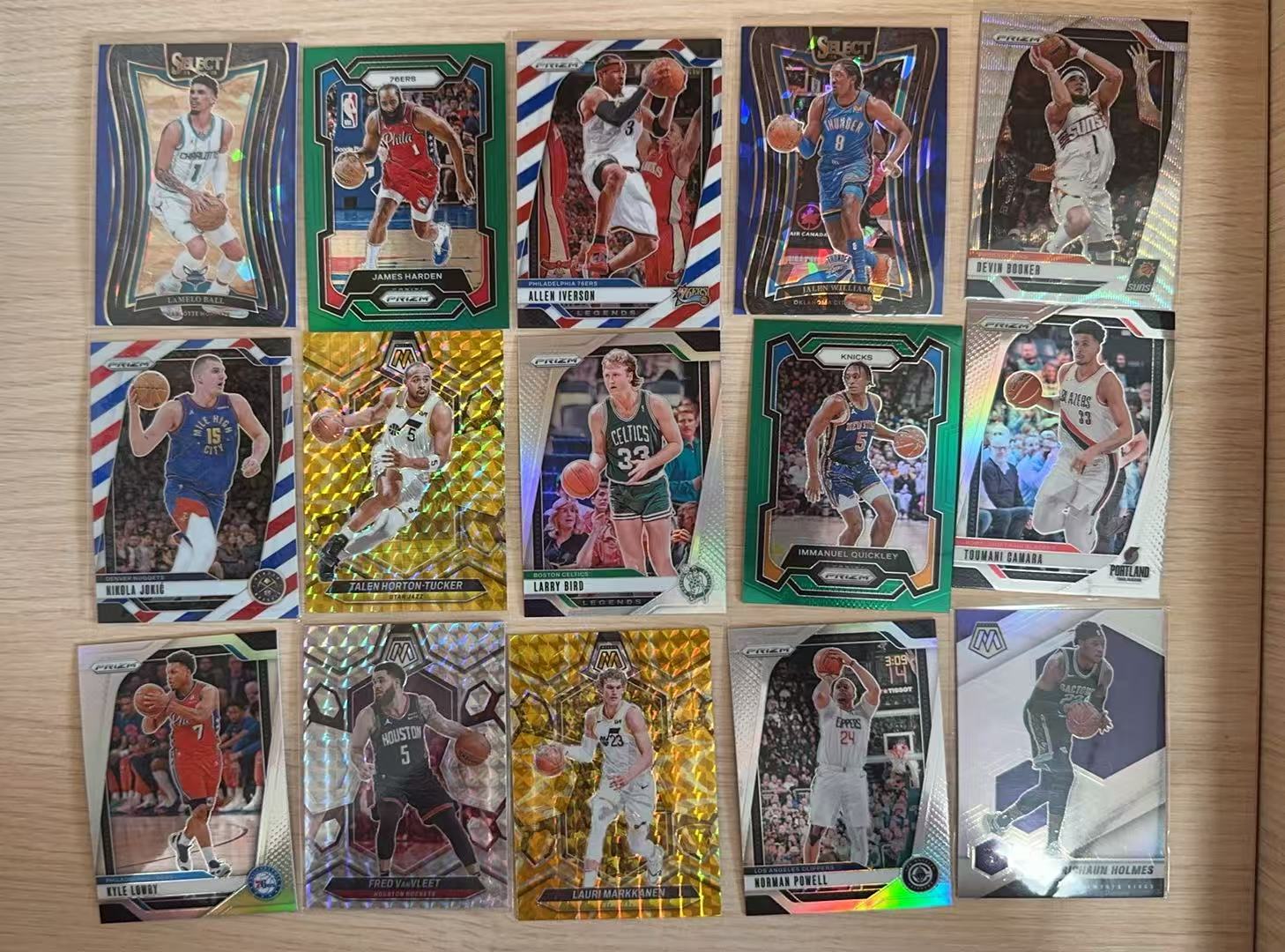 多年份 多系列 三球鲍尔/哈登/艾弗森/杰伦威廉姆斯/布克/约基奇等15张折射base 银折 蓝碎冰 马赛克折各种折 lot 打包 不保卡品【LUO】