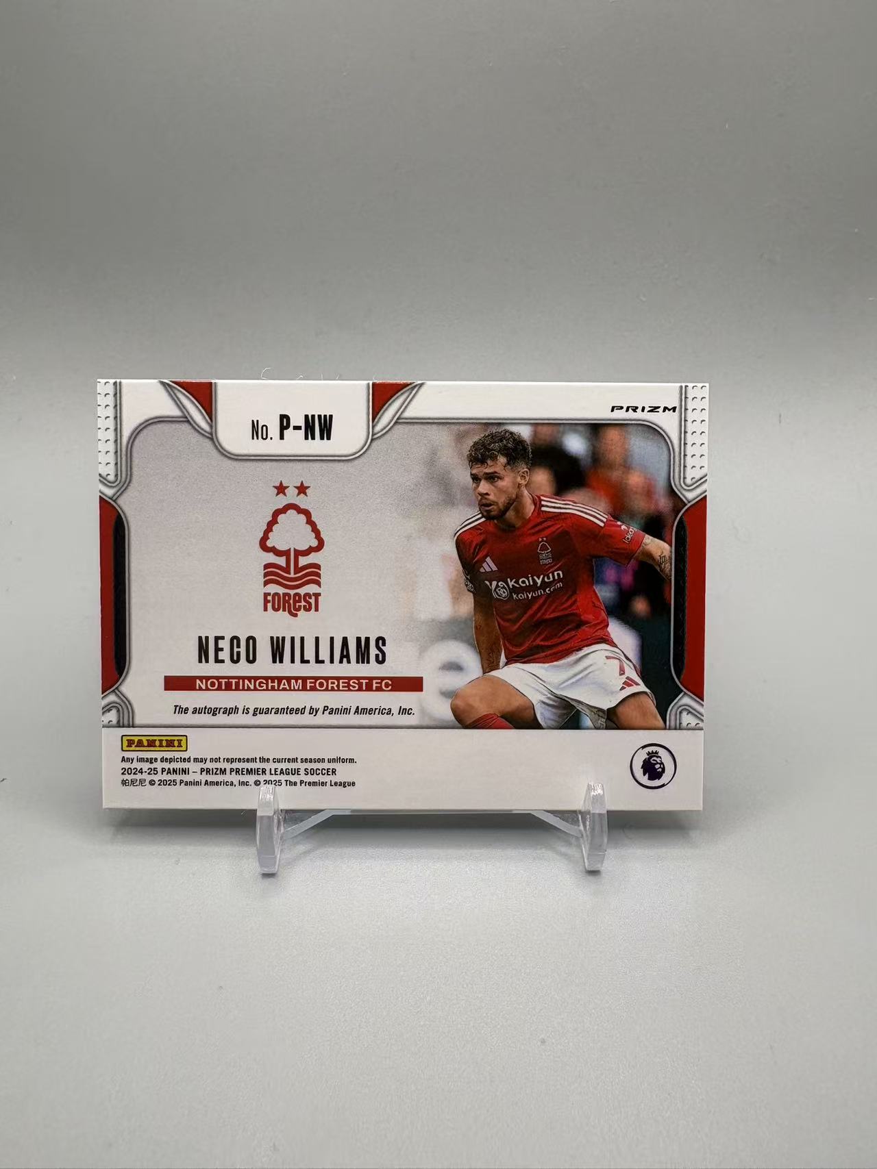 2024-25 Panini Prizm Neco Williams 【灰灰代拍】全新英超PZ 诺丁汉森林 威廉姆斯 圈圈折 不带编 横版 书法签 猝死 随无
