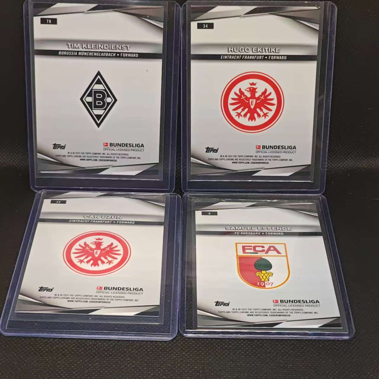2024-25 Topps 德甲chrome Hugo Ekitike 团长#蓝碎冰 折射 一图打包4张卡 不保卡品 雨果 埃基蒂克 收藏凑套必备