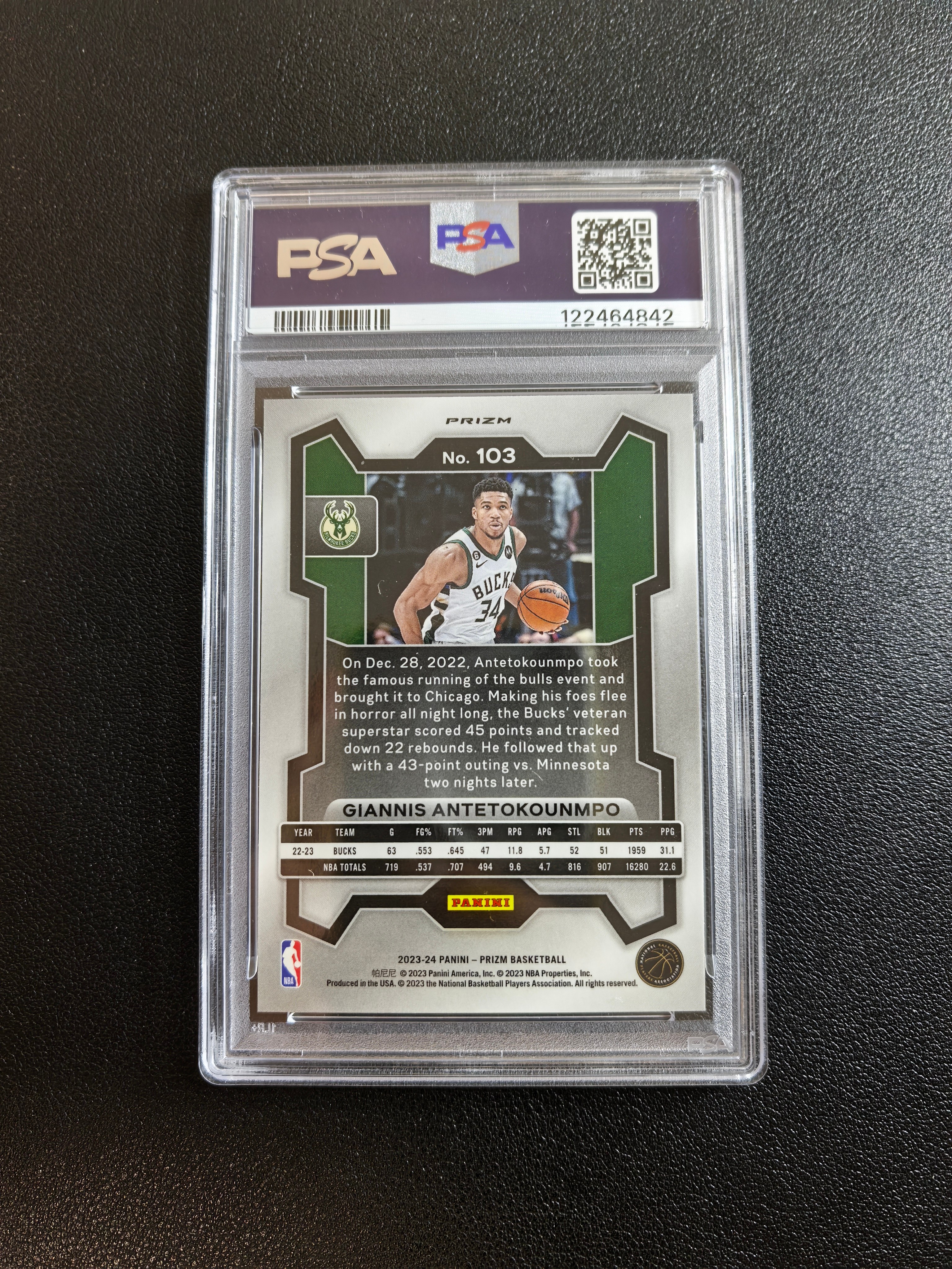 2023-24 Panini Prizm Giannis Antetokounmpo PZ 雄鹿 字母哥 扬尼斯阿德托昆博 王蛇折 蛇皮折 折射 评级卡 PSA10 实卡精美 卡品如图 流浪