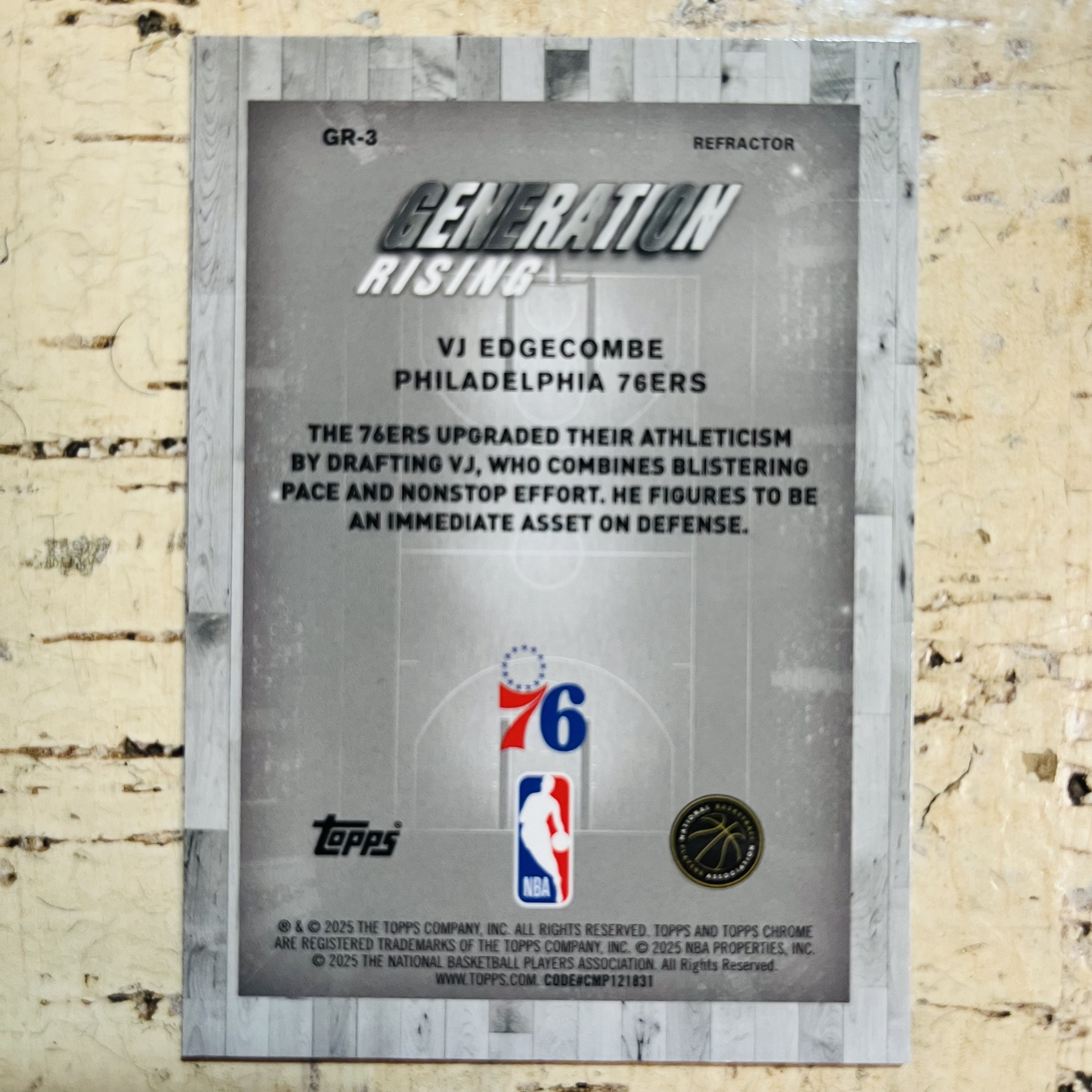 2025-26 Topps Chrome VJ Edgecombe RC 新秀 76人 vj 埃奇库姆 正银折 银折射 generation rising 新生代 特卡【小卡迷拍卖 可累积半年】
