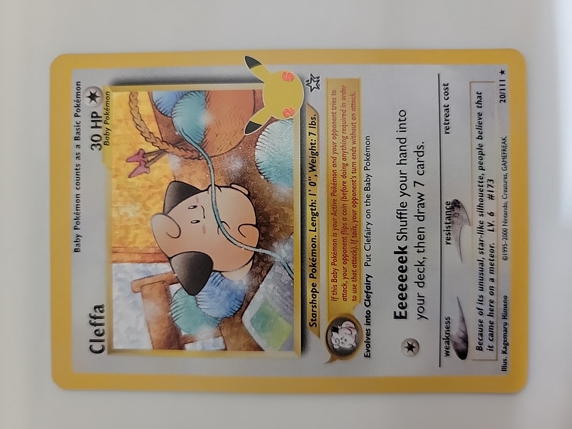 2000 Pokemon TCG Neo系列 皮宝宝 en 【卡少爷卡社】PTCG 宝可梦 美版 Neo 起源 25周年特典卡 20/111 孤傲