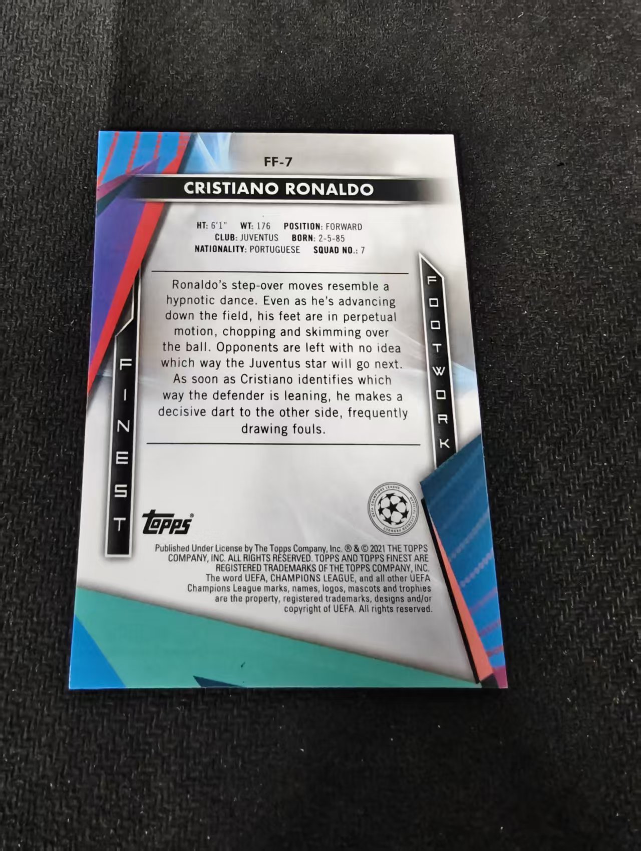 【可合并,不累计】 2021 Topps Finest Cristiano Ronaldo 欧冠系列 C罗 罗纳尔多 尤文图斯 总裁 银折 瑕疵如图