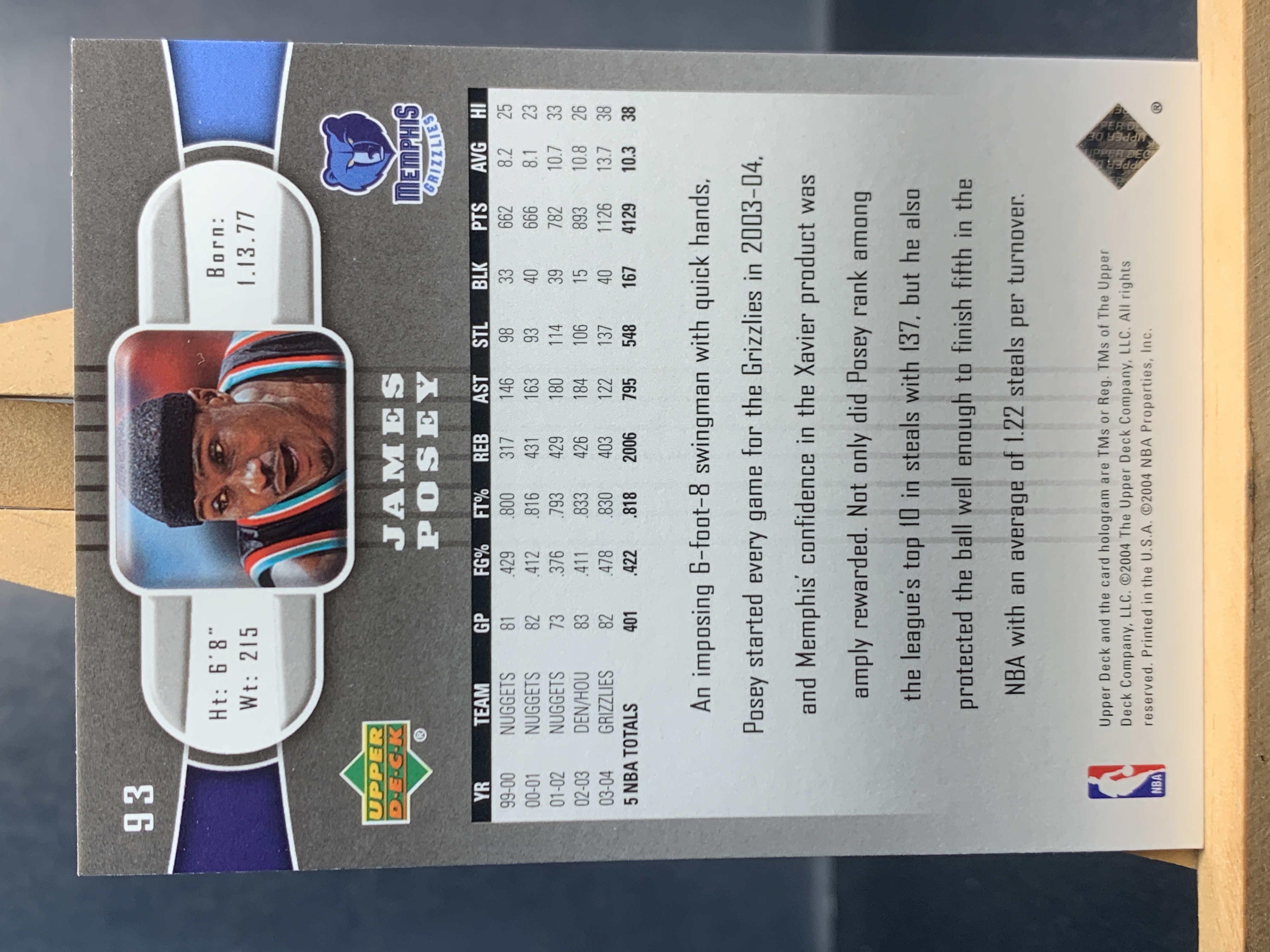 (S9) 2004 UPPER DECK 稀有老卡 詹姆斯 波西 近期大热球星 收藏必备 边暇! ! !