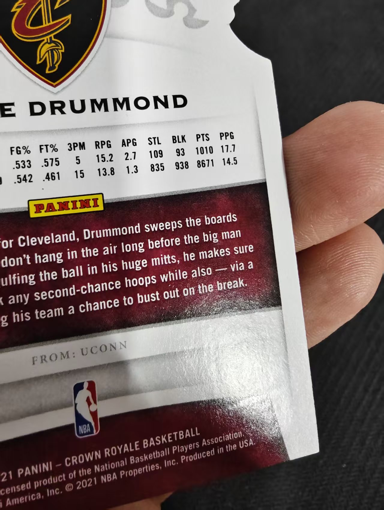 【汽水拍卖】2020-21 Panini Crown Royale Andre Drummond 皇冠 骑士 安德烈 德拉蒙德 异形 蓝碎冰 99编 微瑕如图