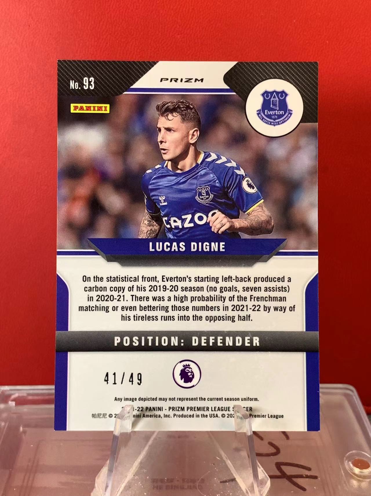 (詹叔代拍)2021-22 PANINI PRIZM LUCAS DIGNE 卢卡斯 迪涅 49编 41/49 埃弗顿 阿斯顿维拉 巴萨 巴塞罗那 法国 英超 顺丰寄付 泰山