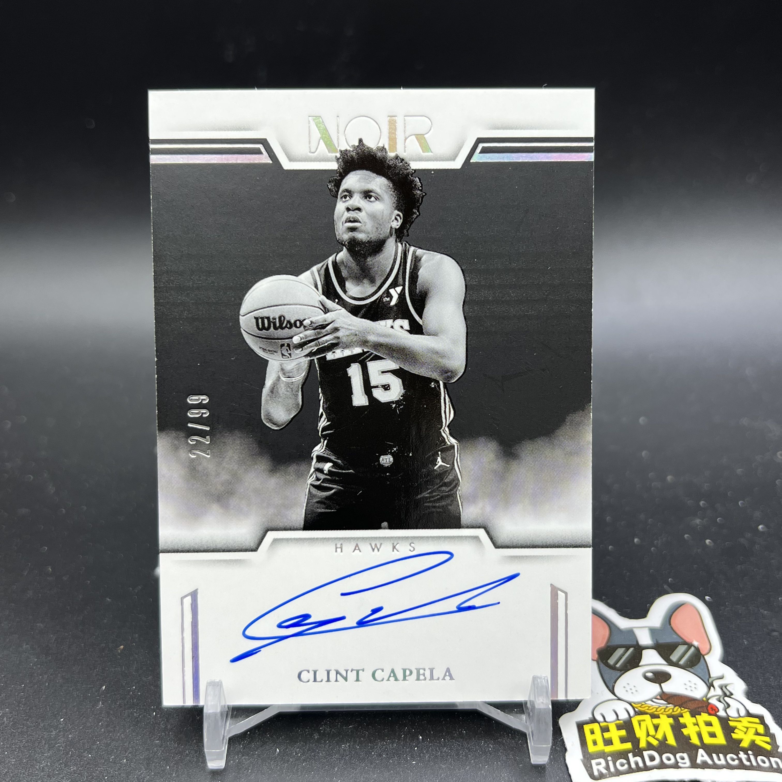 2024-25 Panini - Clint Capela 【旺财拍卖C】W95 Noir 诺尔 老鹰 克林特 卡佩拉 22/99编 签字 卡签 银折 折射 瑕疵如图 HUUU