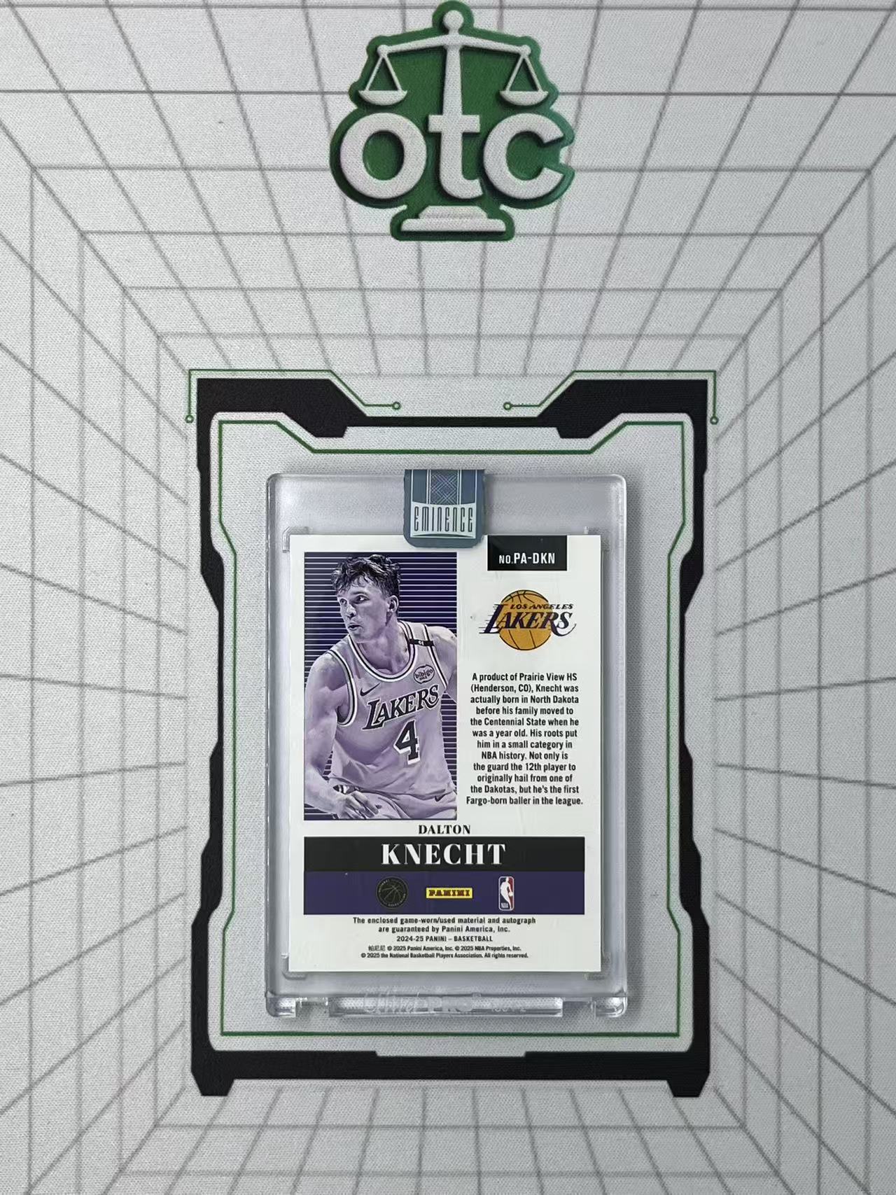 2024-25 Panini Eminence Dalton Knecht RC 【盎司收藏】末年 大真金 多尔顿 克内克特 新秀 RPA 2/6编 低编 湖水蓝 赞助商Tag GU卡签 原封 999