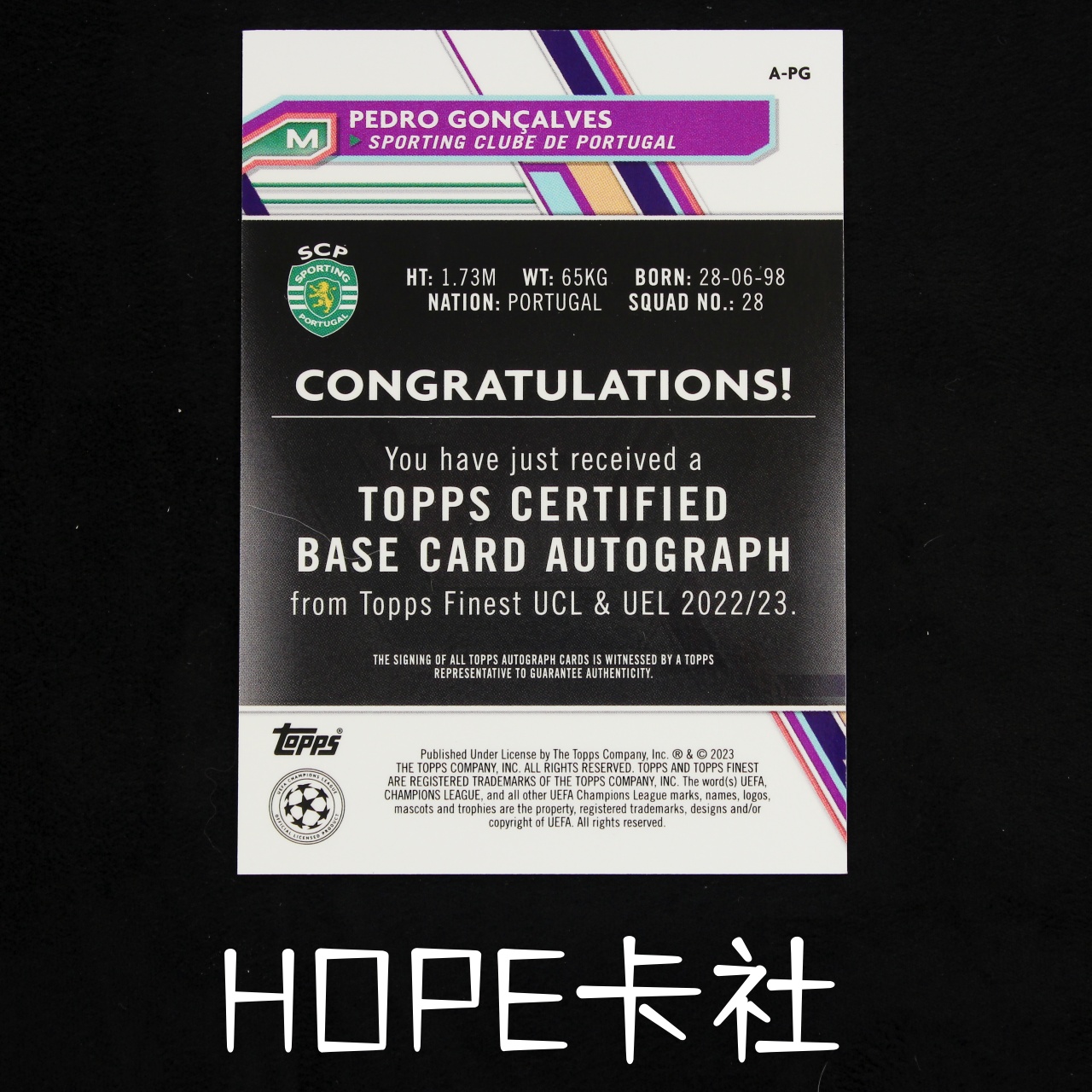 2023-24 Topps Finest Claude Goncalves 葡萄牙体育 大腿 佩德罗 贡萨尔维斯 银折 签字【HOPE代卖(4.5%含卡淘)】