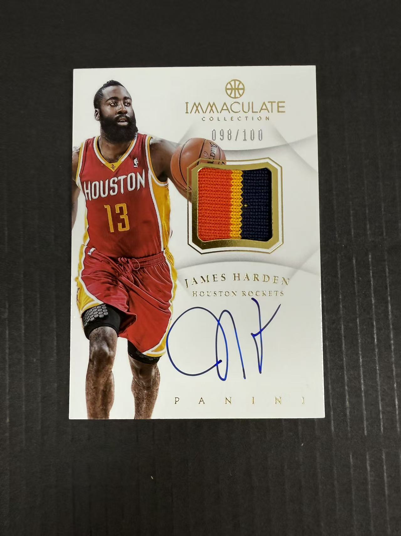 【GOAT山羊拍卖】z 2012-13赛季 imm爱咪咪系列 詹姆斯 哈登 元年金折patch卡签 pa /100 暴力三色切割 火箭选图 品相如图 被鸽重上