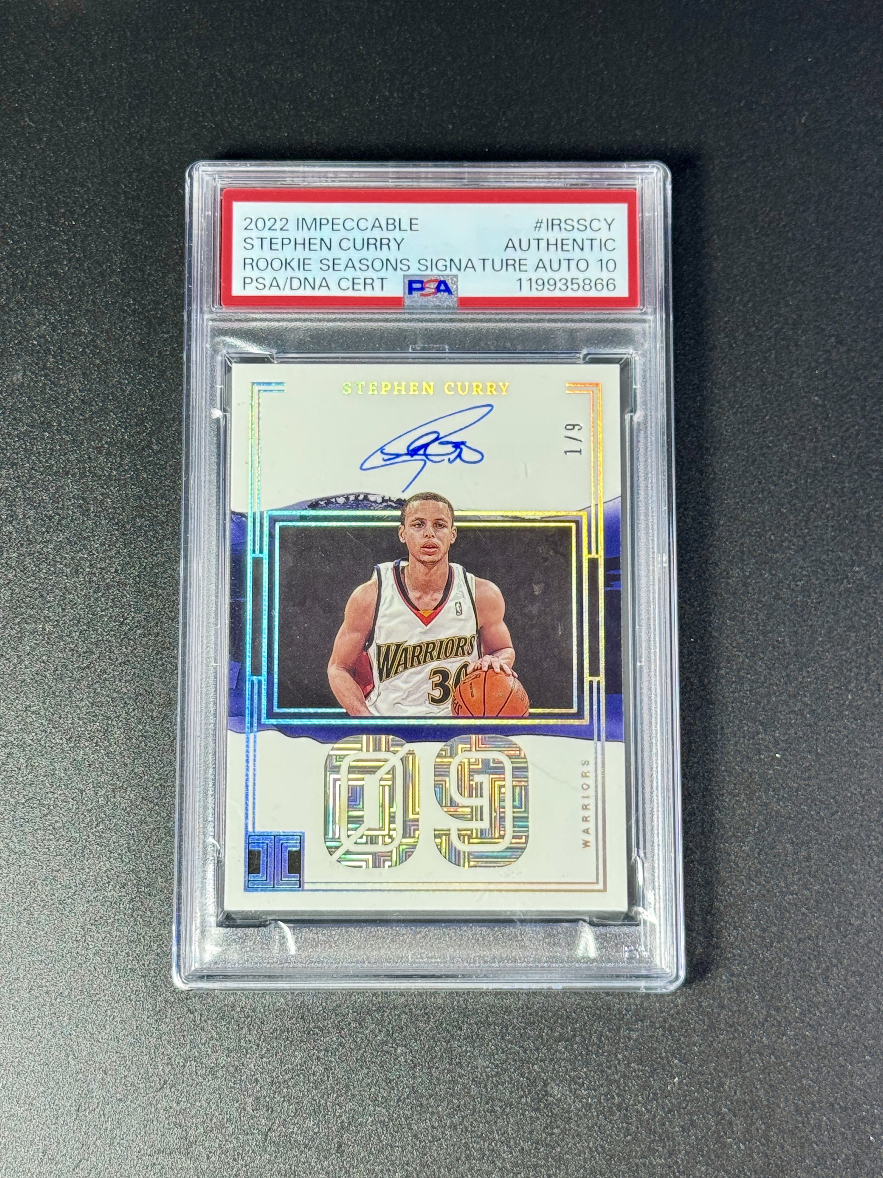 【喷子拍卖】2022-23 panini impeccable Stephen Curry 小真金白银 金州勇士 斯蒂芬 库里 新秀年份 签字 9编 首编 卡签 超美数据签 09年新秀年 大hit卡 PSA签字10 边轻印 送订制壳 瓜哥