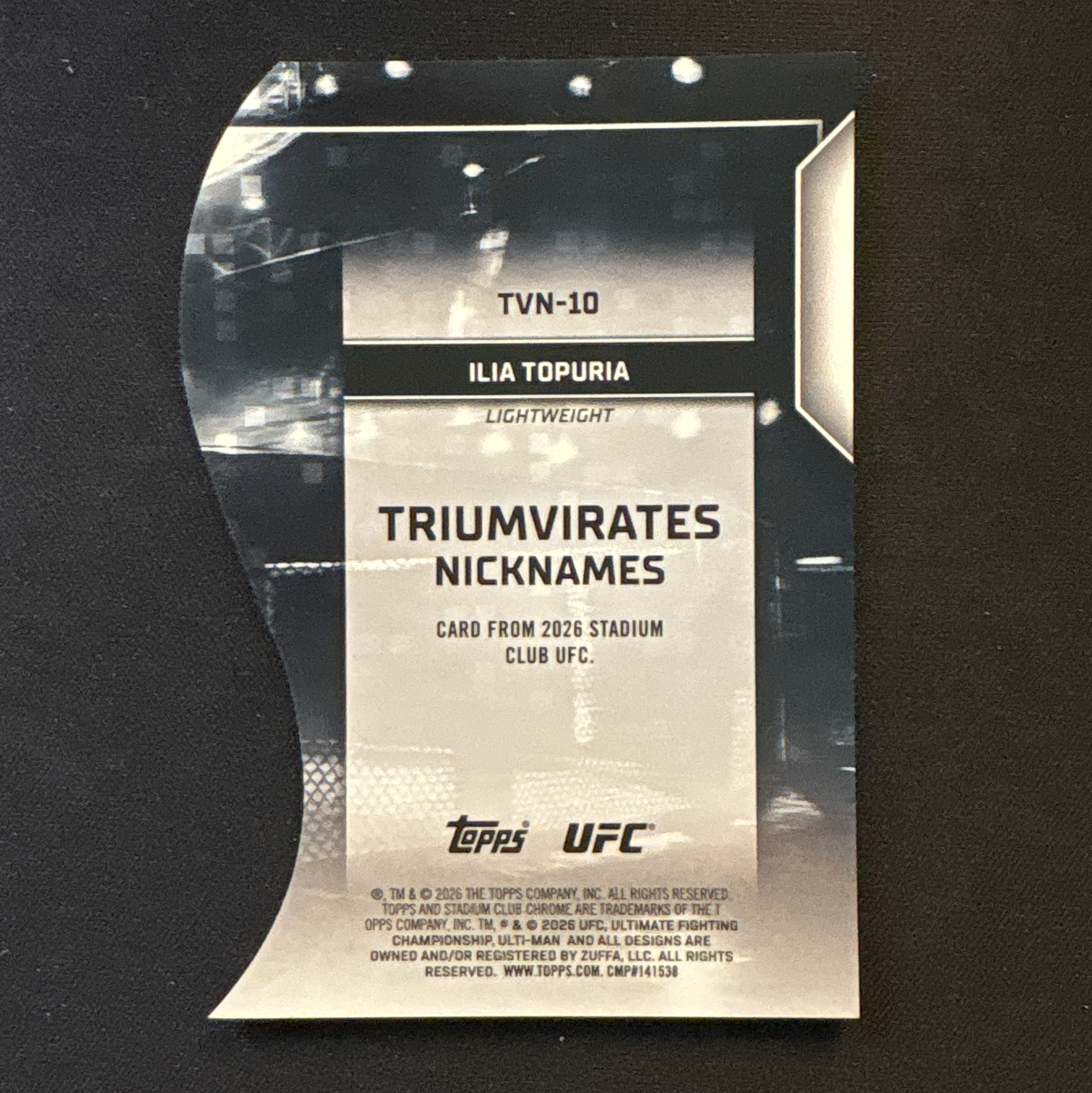 2026 Topps UFC Stadium Club Chrome Ilia Topuria 【靓星代拍】综合格斗 伊利亚 托普里亚 斗牛士 41/99编 银折 异形切割 特卡 轻量级 如图 #冷哥