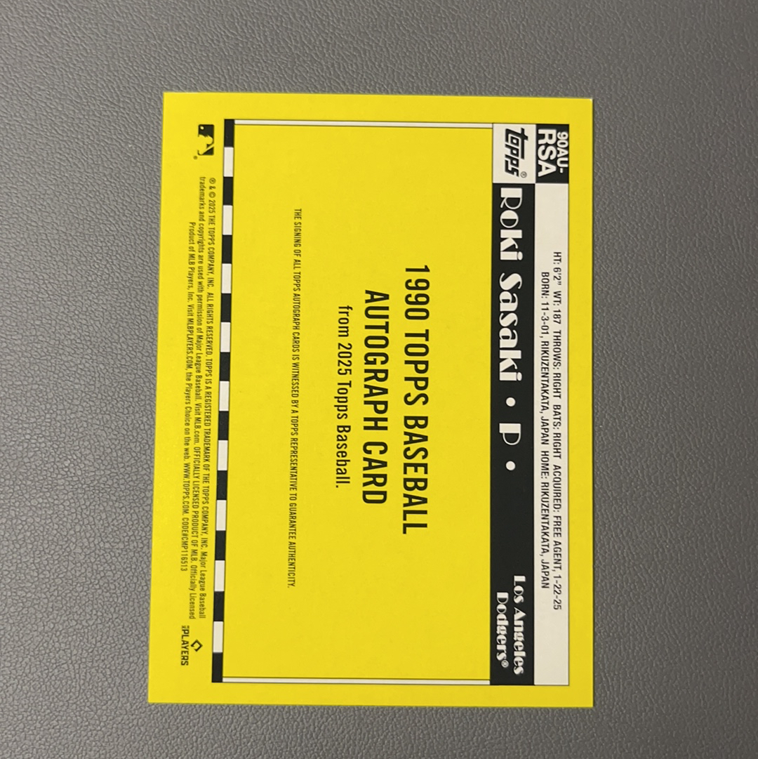 2025 Topps Update Roki Sasaki RC 佐佐木 朗西 道奇 日本 王牌投手 新秀 复古 签字 卡签 【9527】