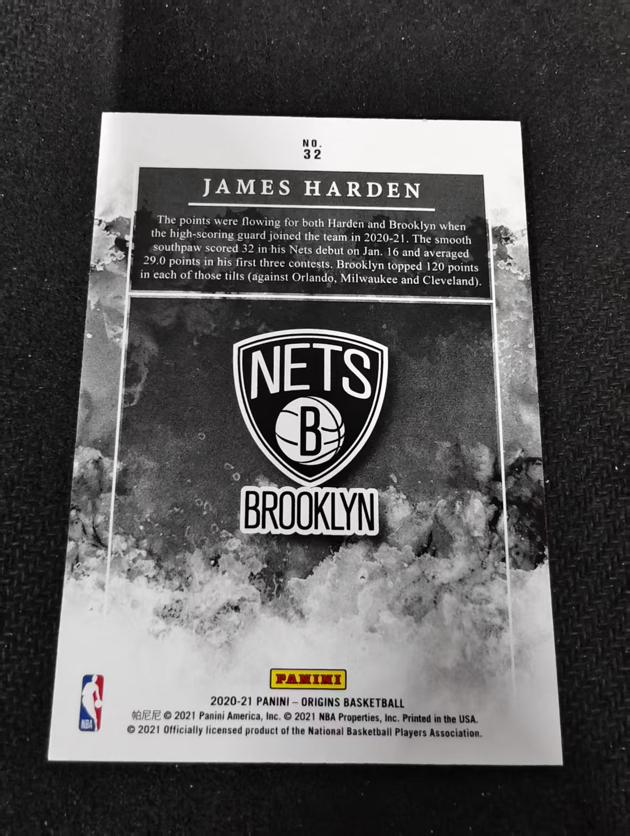2020-21 Panini Origins James Harden 起源 詹姆斯 哈登 篮网 轻印 边角瑕疵 #32