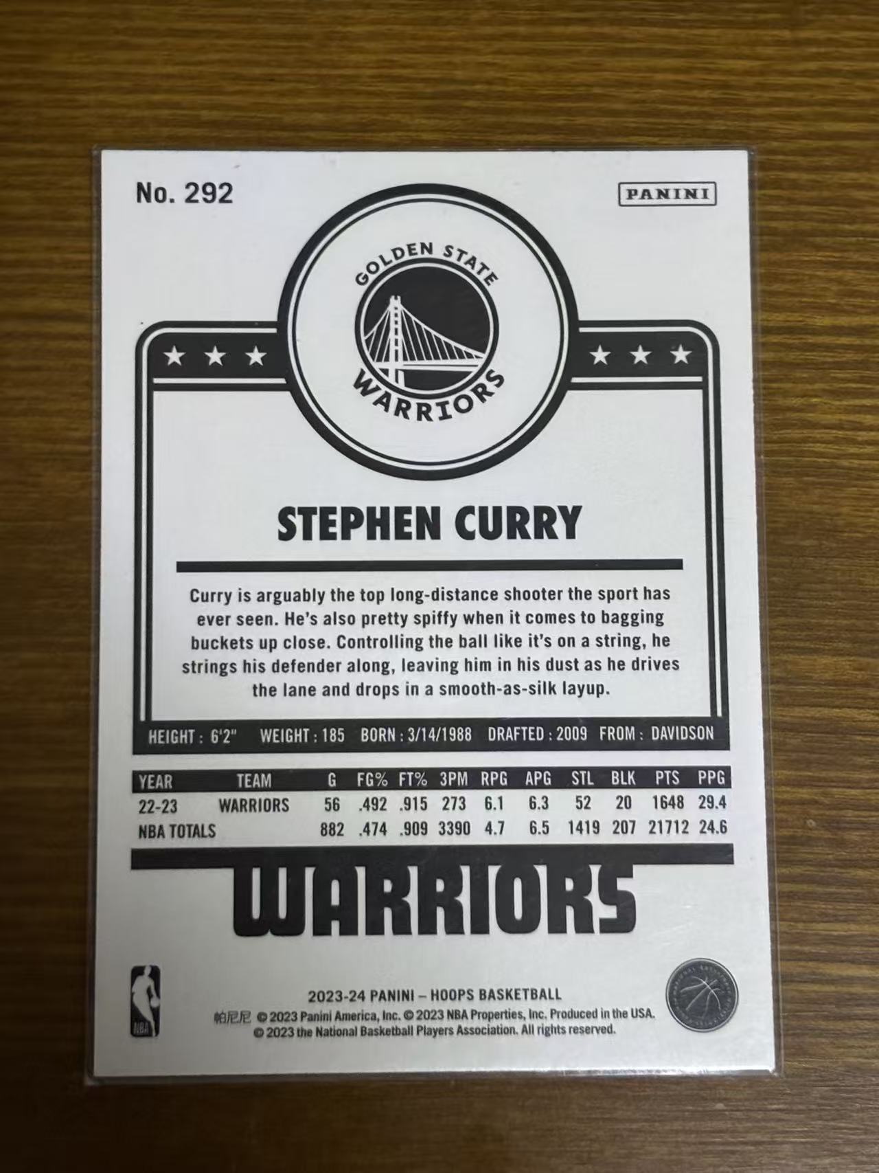 2023-24 Panini NBA Hoops Stephen Curry 【磊子球星卡】勇士 斯蒂芬 库里 HOOPS 特卡紫平行 base 卡品如图 值得收藏