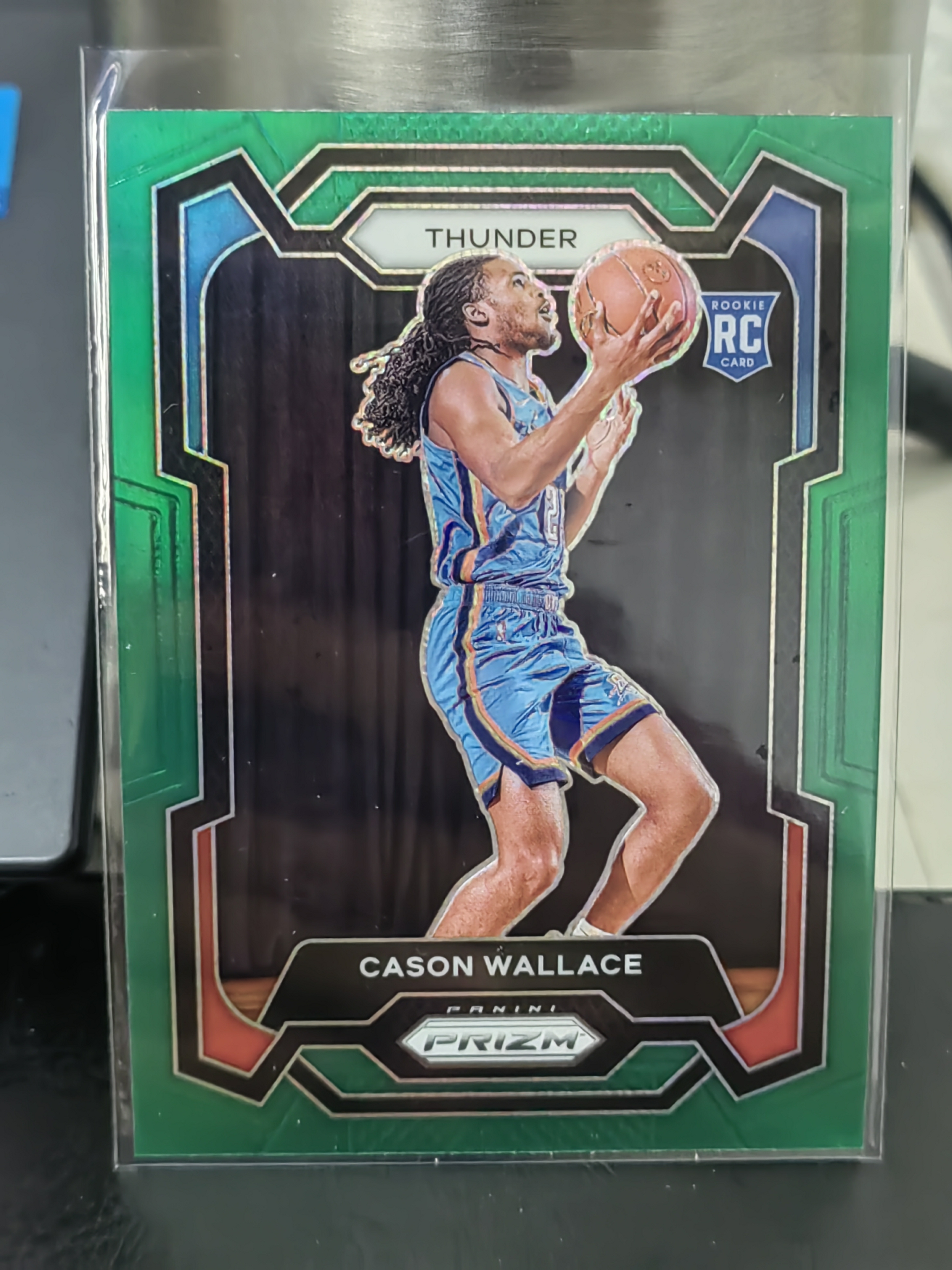 2023-24 Panini PRIZM Cason Wallace RC PZ 新秀 绿折 卡森华莱士 雷霆 篮 白边白角 不保卡品 卡品如图