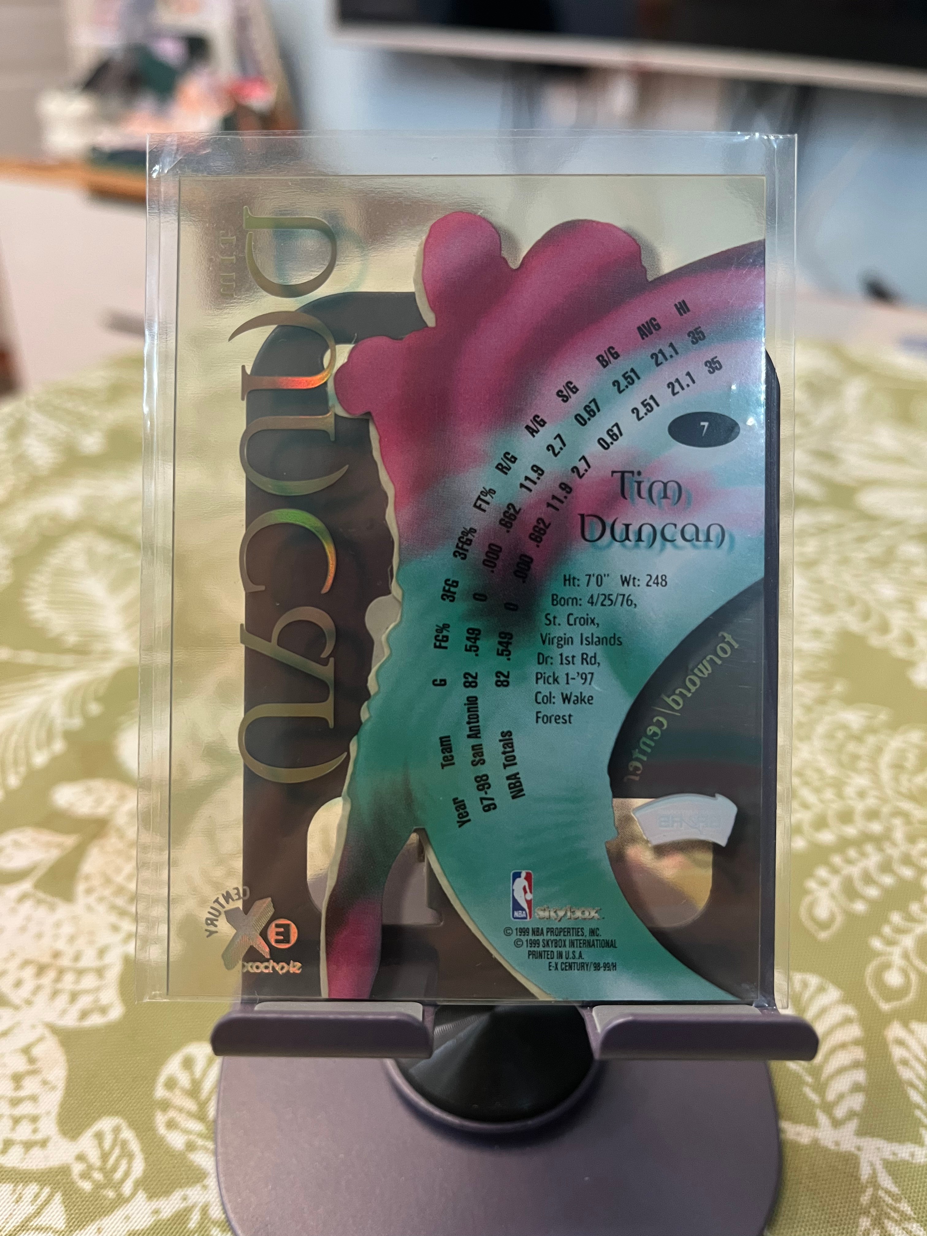1999 SkyBox 老卡 老特 Tim Duncan 蒂姆 邓肯 石佛 马刺【折射 透明 胶片 EX CENTURY】【边角瑕疵如图 介意勿拍】#1024