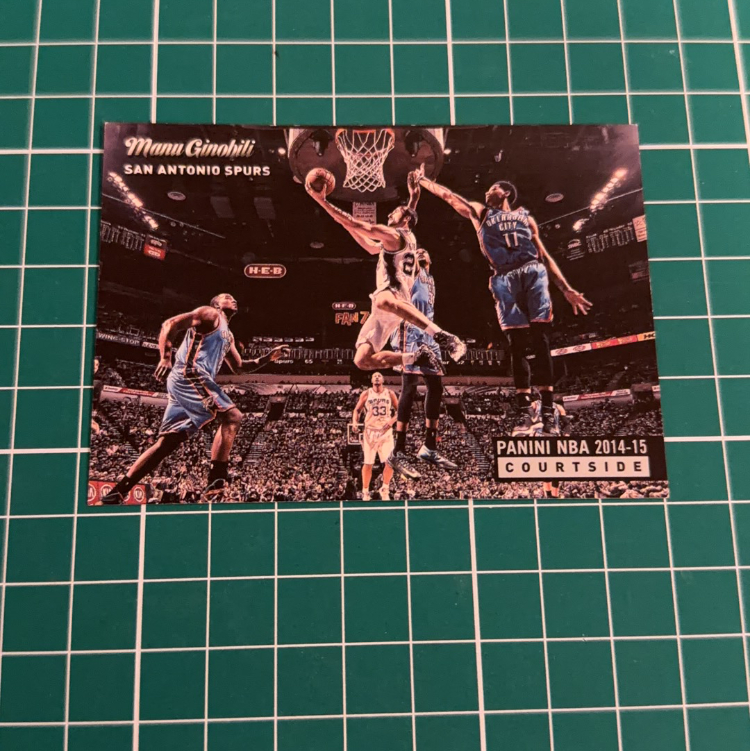 2014-15 Panini Americana Manu Ginobili S.p.a. 马努 吉诺比利 场边 横版特卡 courtside 十年老卡 绝版卡 稀有大比例 收藏必备