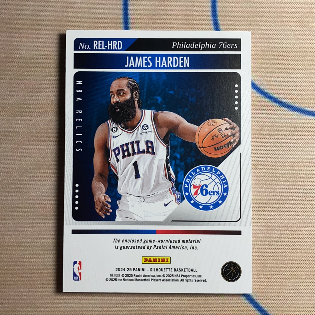 2024-25 Panini Silhouette James Harden 银平行 76人 詹姆斯 哈登 小窗物料 亲穿gu 剪影系列 卡品如图 凑套必备