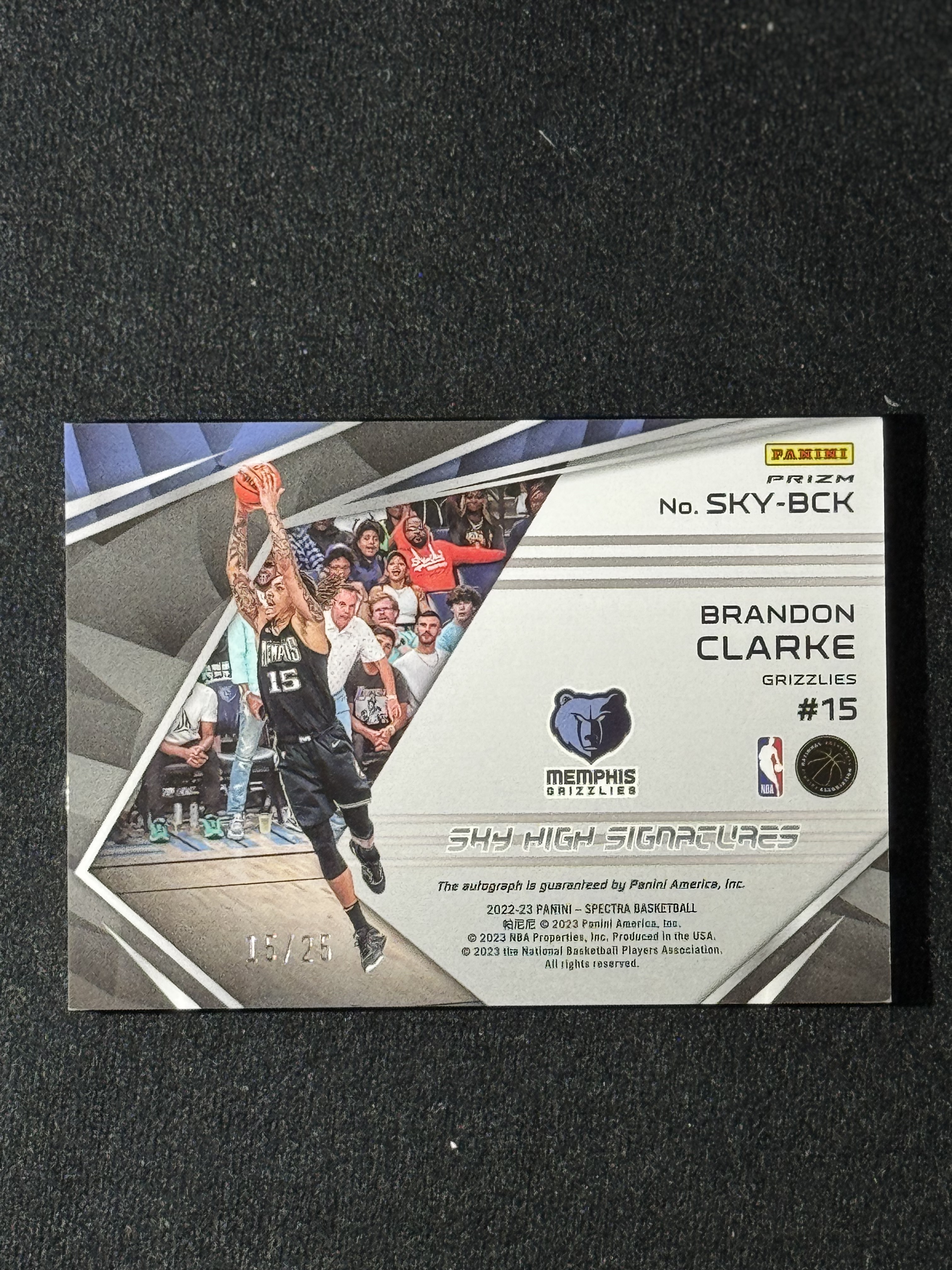 2022-23 Panini Spectra Brandon Clarke 【扎克代卖】光谱 灰熊 布兰登 克拉克 15/25编 同背 贴签 实卡好看 瑕疵如图 福盒 猪脚饭