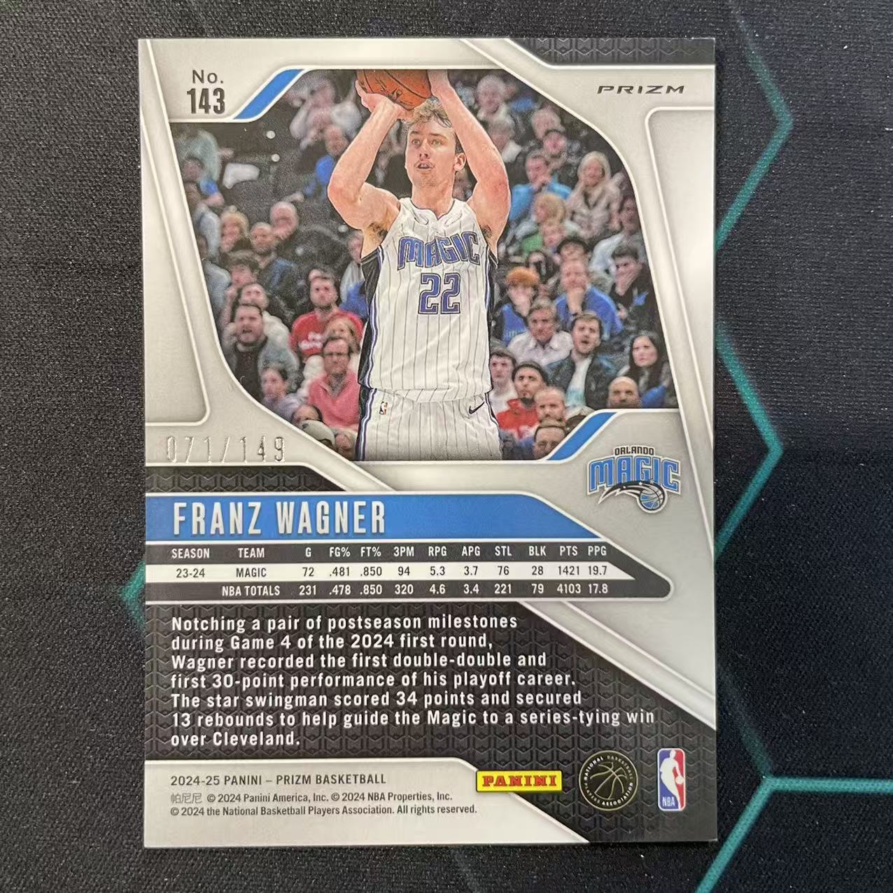 2024-25 Panini Prizm Franz Wagner 【阿福代卖】 弗朗茨 瓦格纳 魔术 紫碎冰折 149编 收藏必备(行行行)