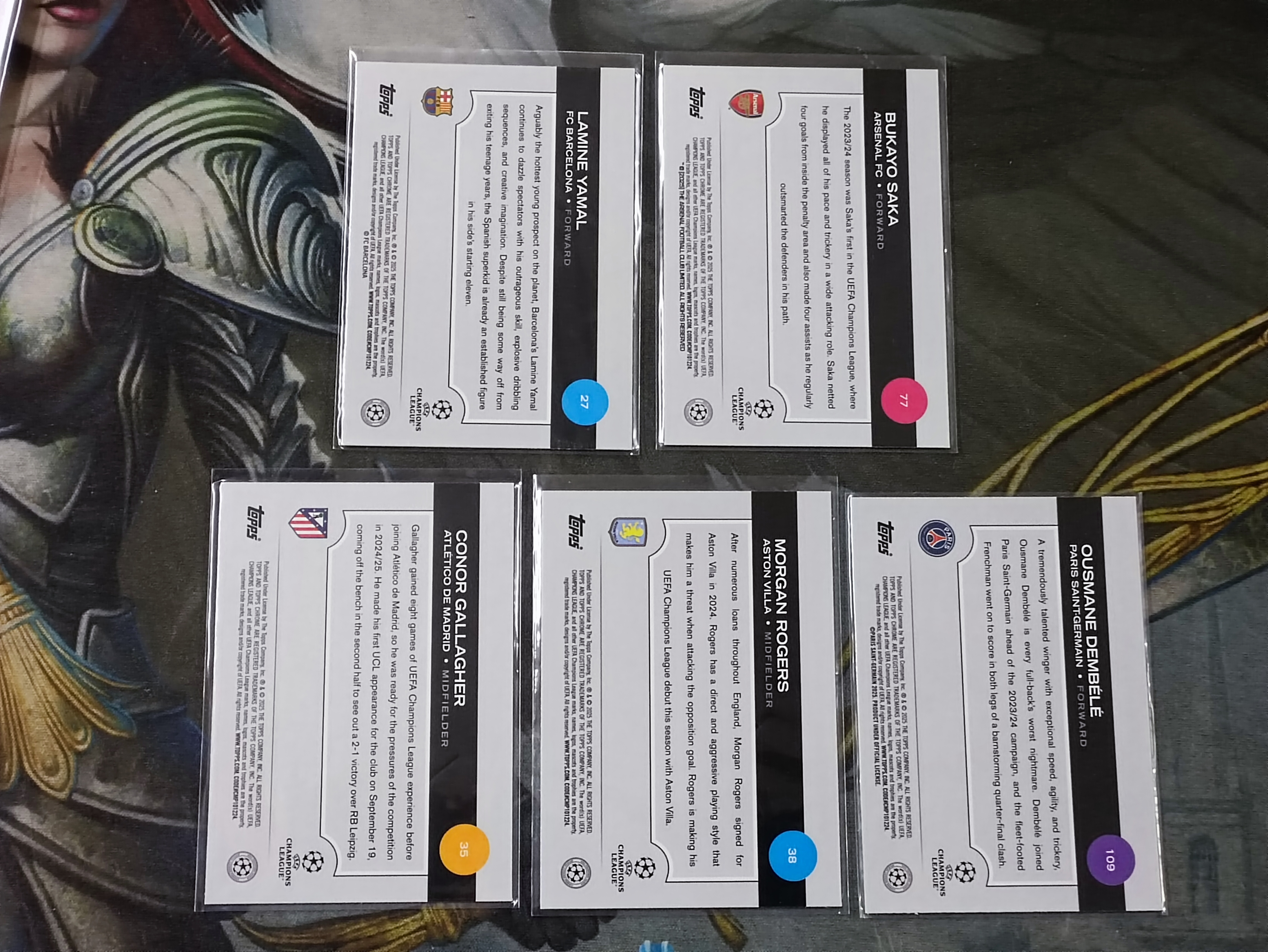 2025 Topps Chrome Lamine Yamal 拉明 亚马尔 FUTURE STARS/萨卡 SAKA 脉冲折 打包5张lot 欧冠足球 巴塞罗那(打包不保卡品)《苏州卡通》X【FN】