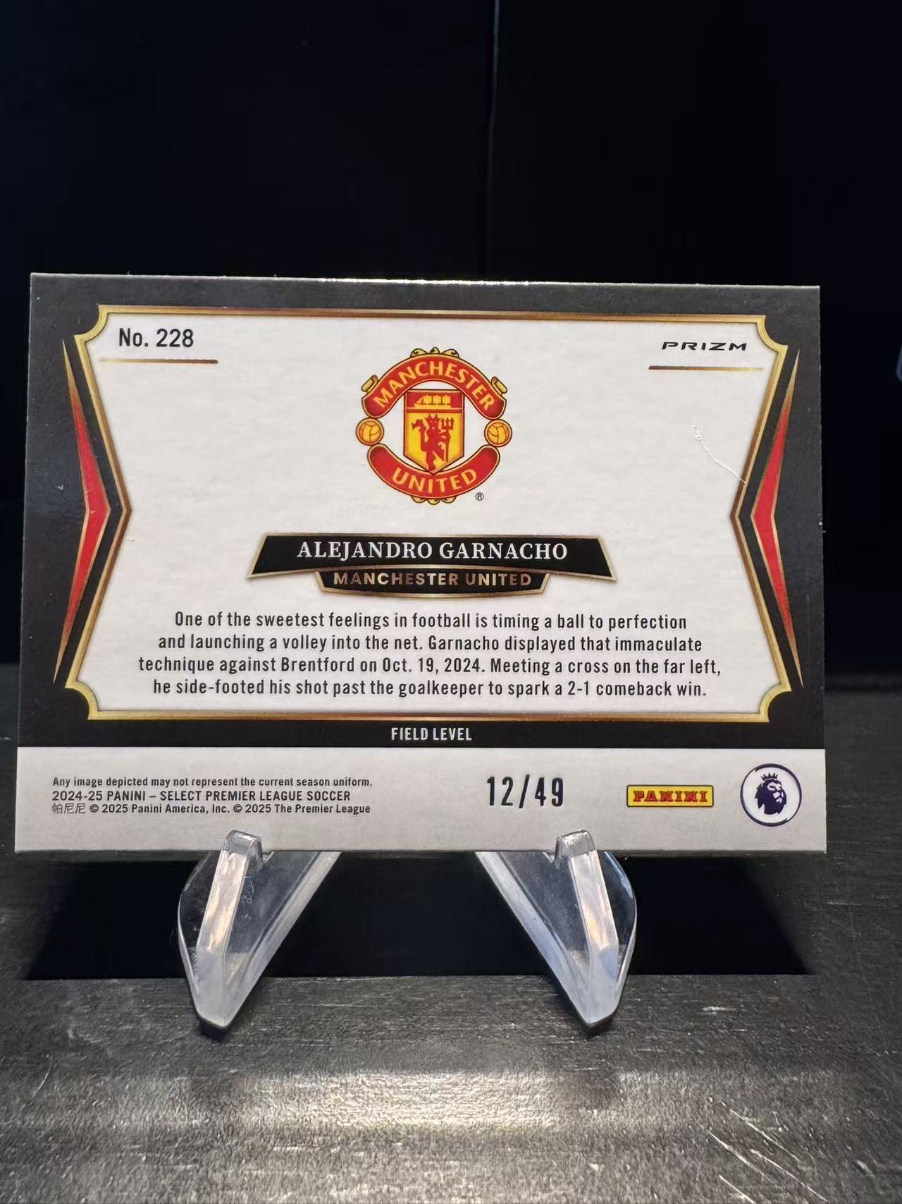 龖2024-25 Panini Select Alejandro Garnacho 亚历杭德罗 加纳乔 曼联 阿根廷 英超 12/49编 冬日迷彩折 折射 三级 卡品如图 MJ002D