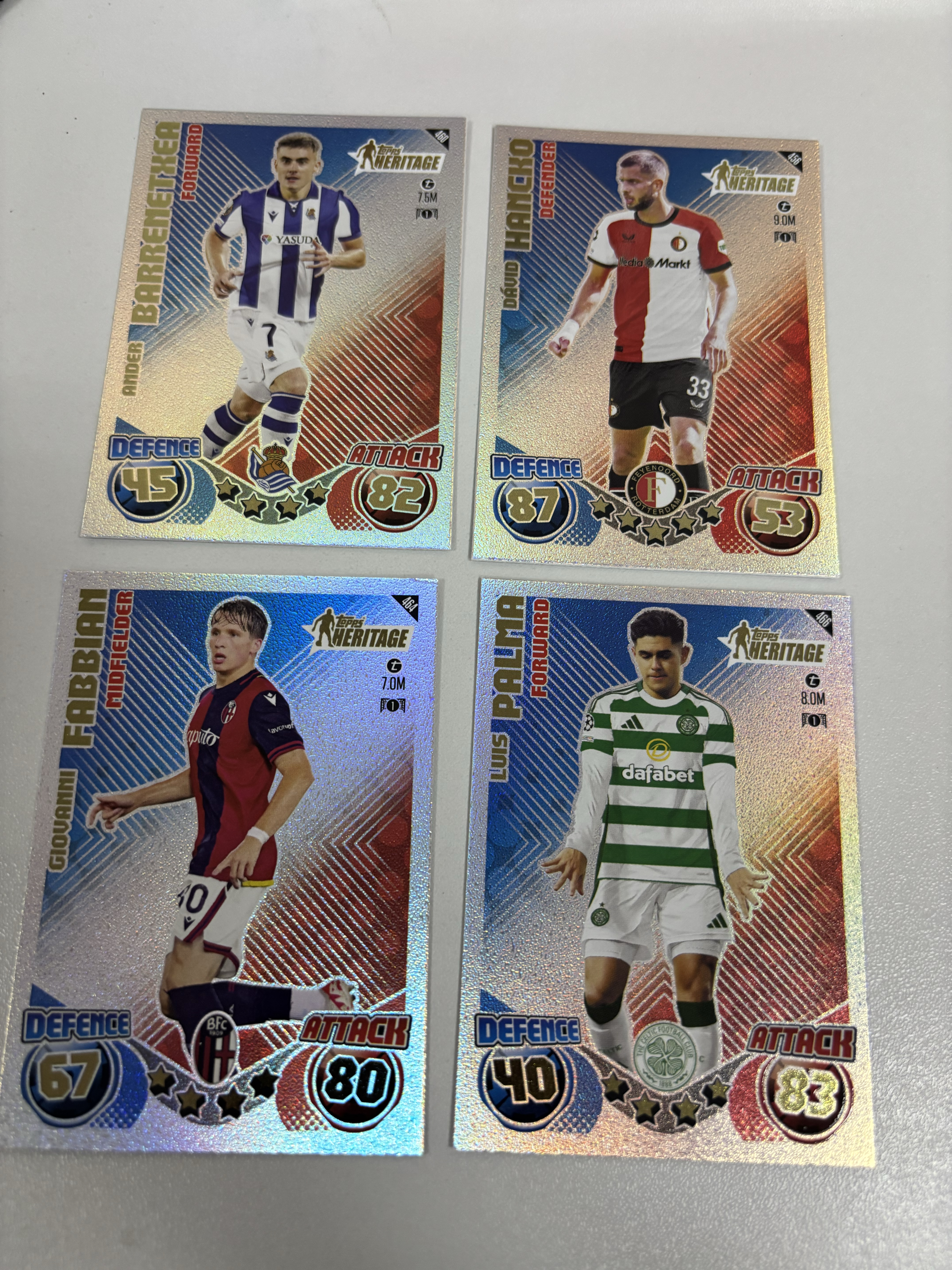 2024 【古力查维度卡】 topps Match Attax Ander Barrenetxea 欧冠游戏版 巴雷内切亚 皇家社会 4张lot打包 卡品如图 不累计 只合并当日订单 拍前请阅读详情