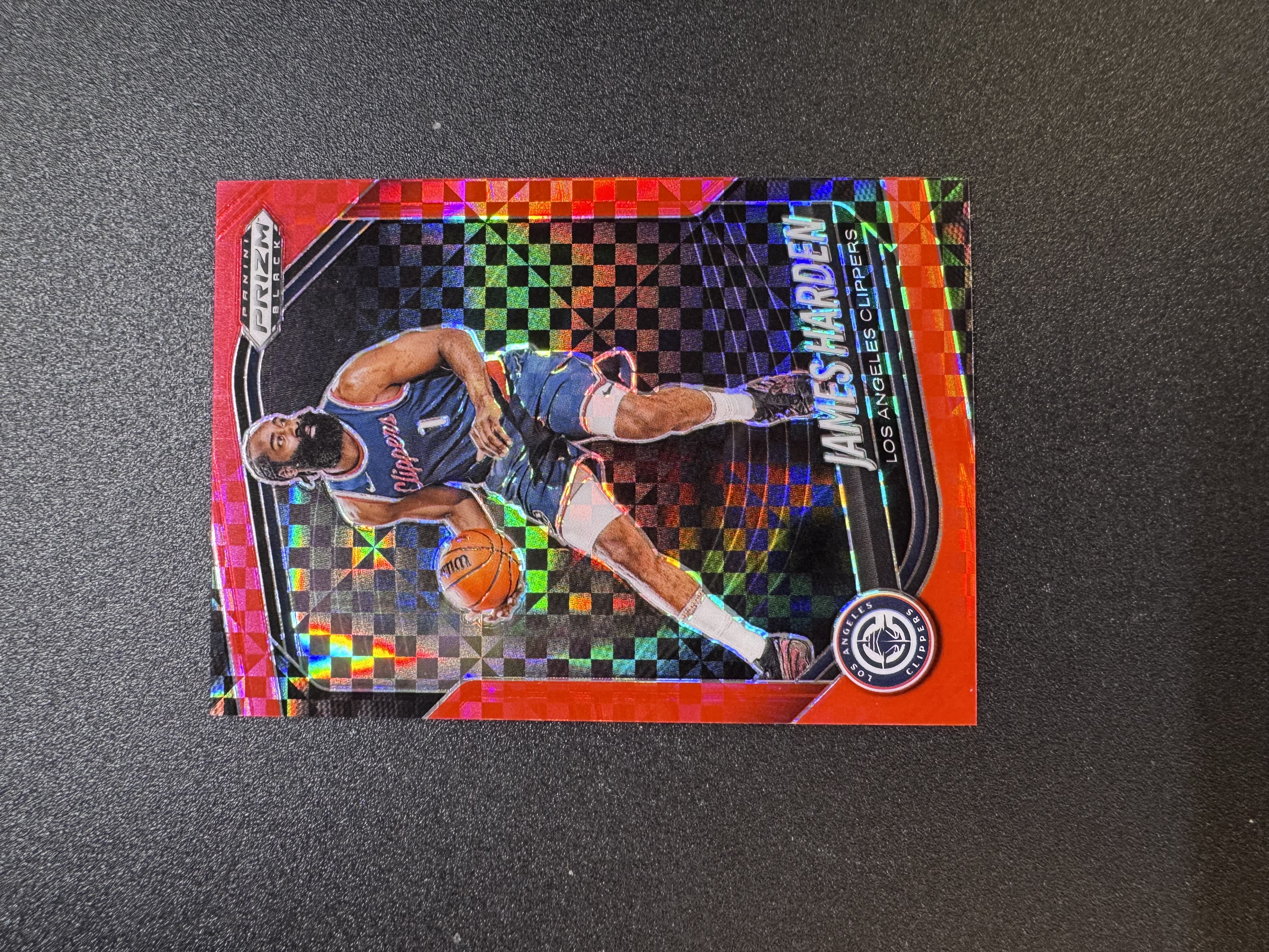 2024-25 Panini prizm black James Harden 快船 詹姆斯 哈登 大胡子 火箭 76人 75大巨星 红棋盘折 红格子折 折射 75编 微瑕如图