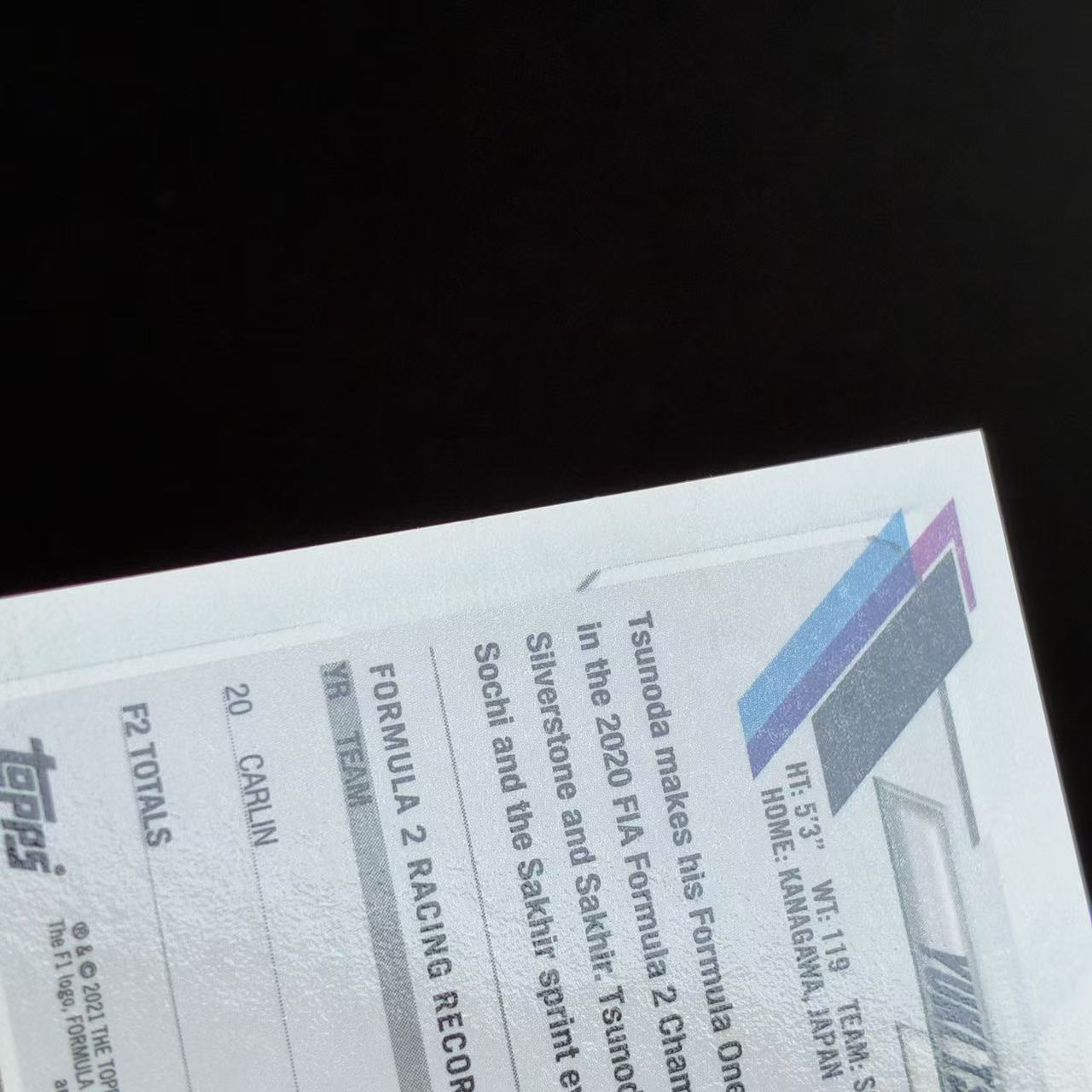 【杰基拍卖】2021 Topps Chrome Yuki Tsunoda F1 角田裕毅 新秀 定妆照 紫棋盘折 199编 卡品如图(cris)